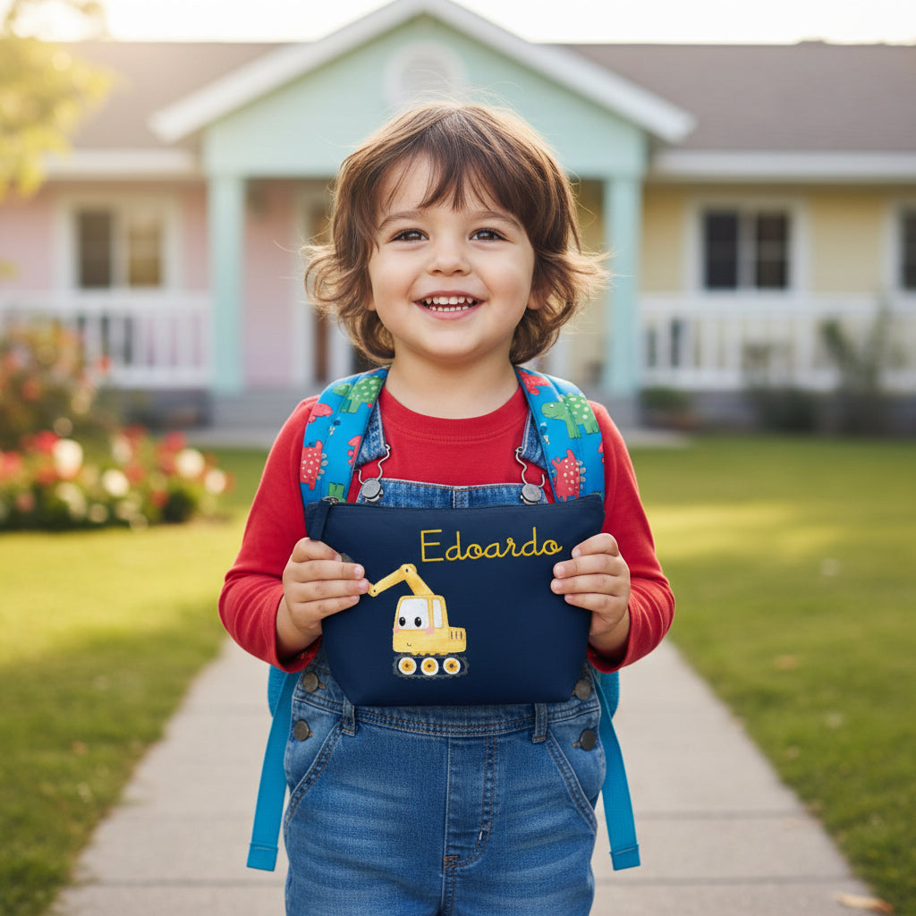 Pochette in cotone organico personalizzabile Escavatore - Be Brave Boutique