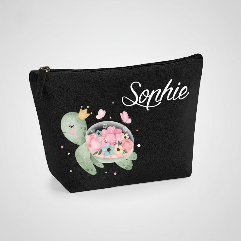 Pochette in cotone organico personalizzabile Tartaruga Fiori - Be Brave Boutique