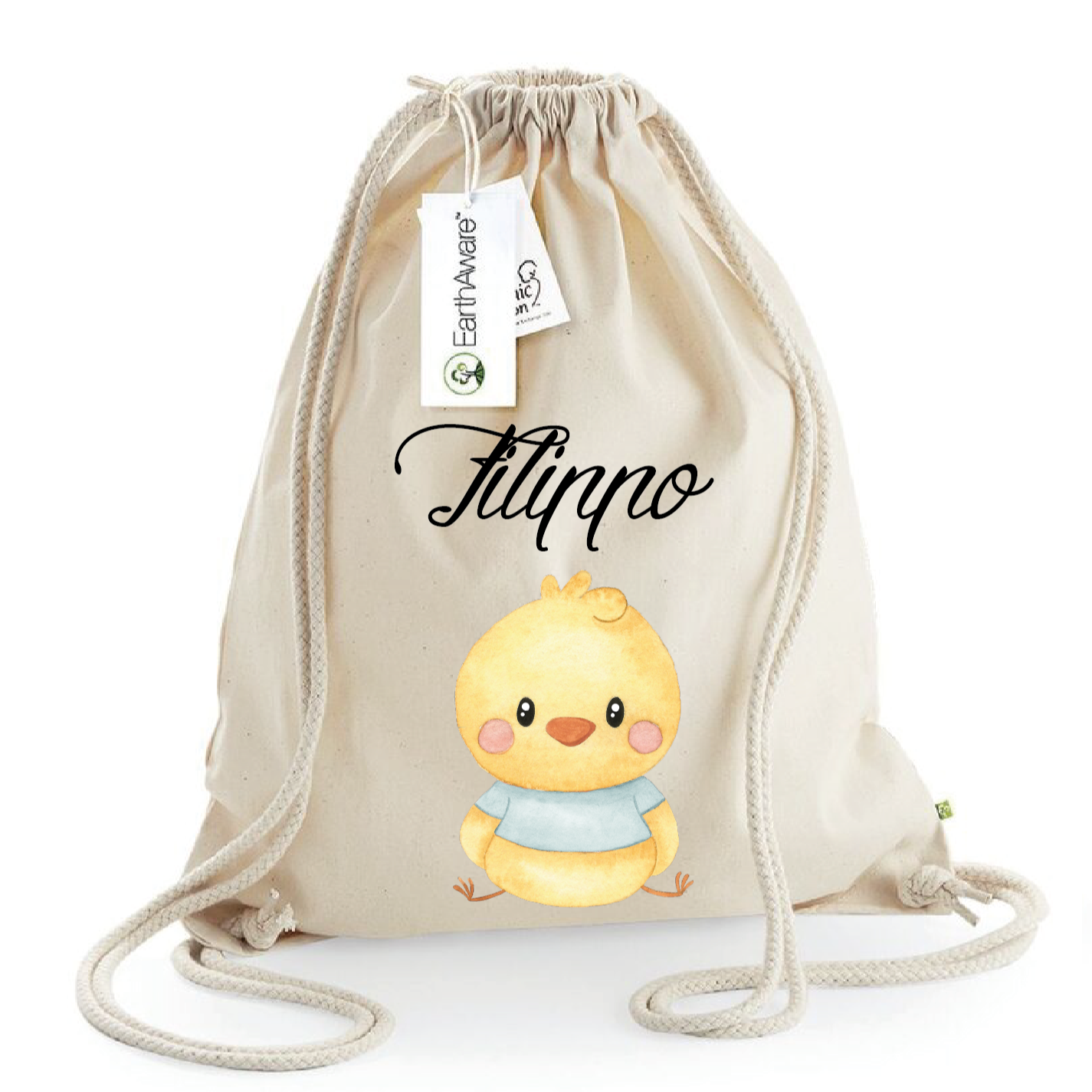 Zaino a sacca in cotone pesante Pulcino Azzurro - Be Brave Boutique