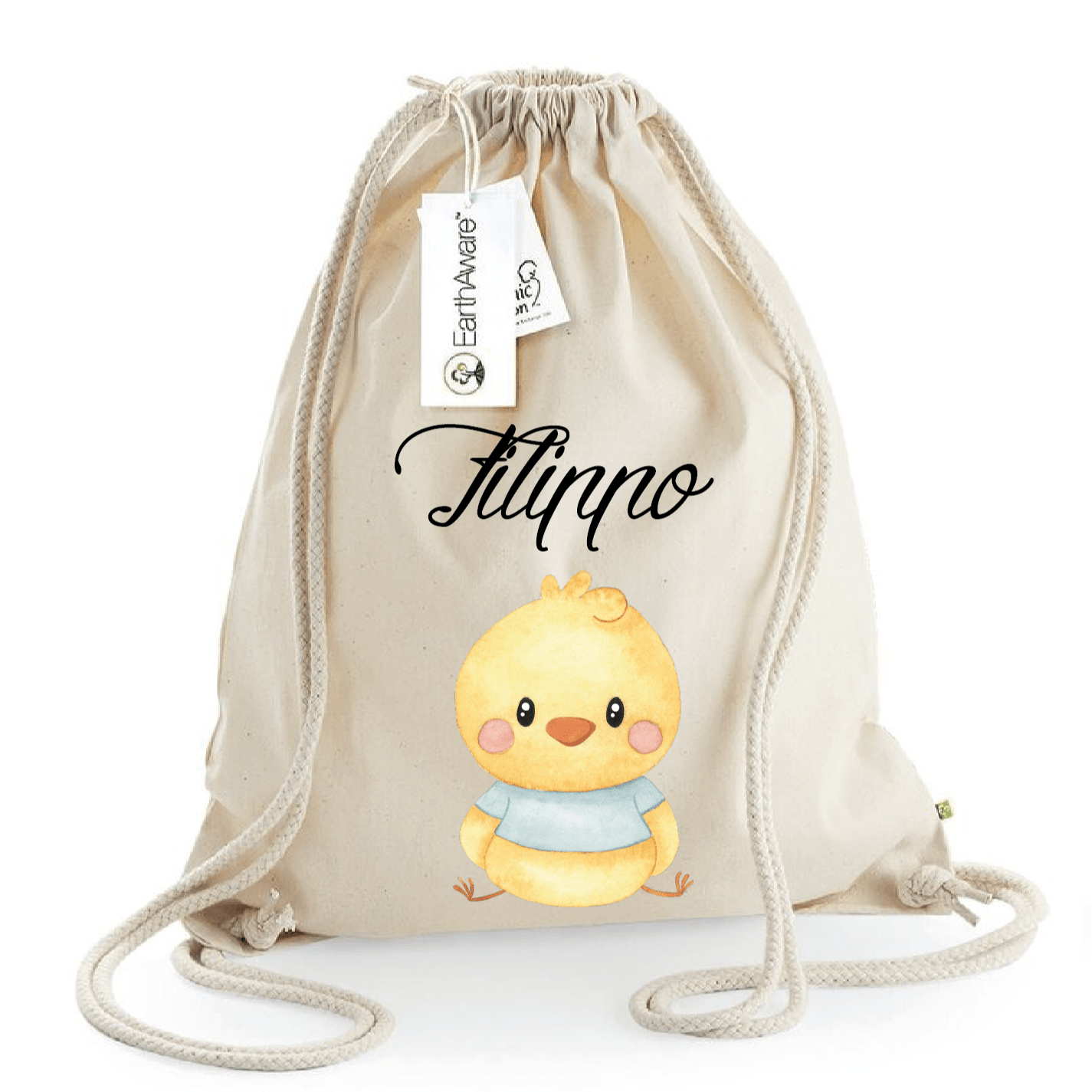 Zaino a sacca in cotone pesante Pulcino Azzurro - Be Brave Boutique