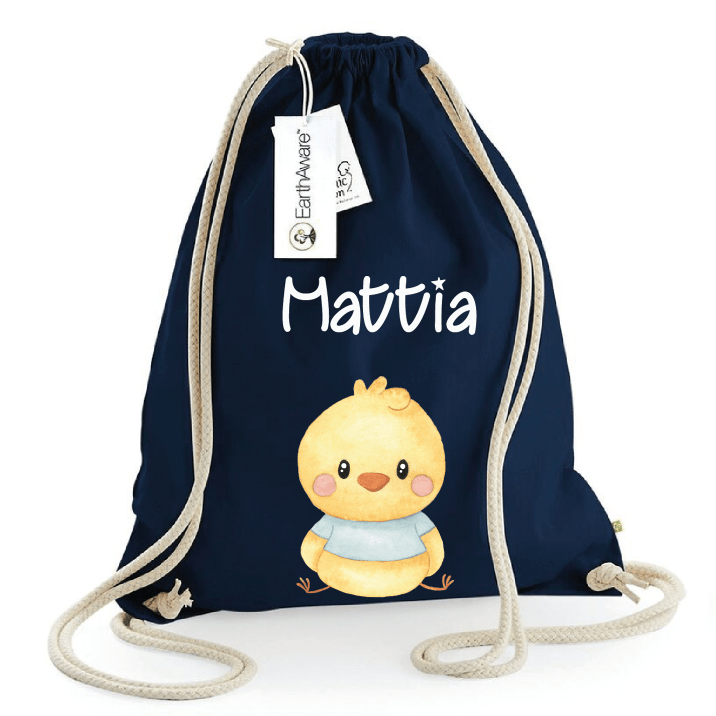 Zaino a sacca in cotone pesante Pulcino Azzurro - Be Brave Boutique