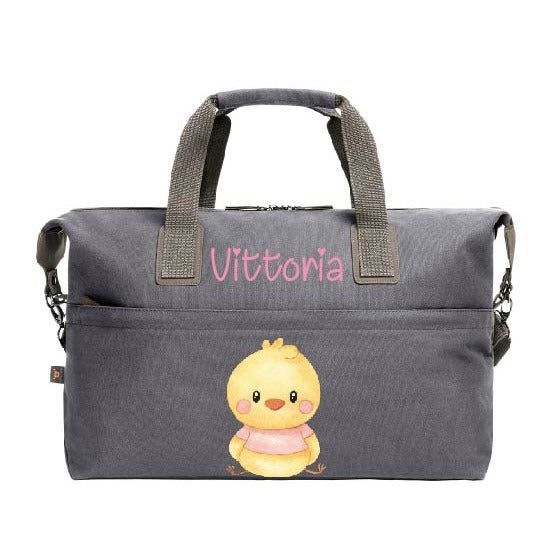 Borsone Medio in Cotone Personalizzabile con nome e Pulcino Rosa - Be Brave Boutique