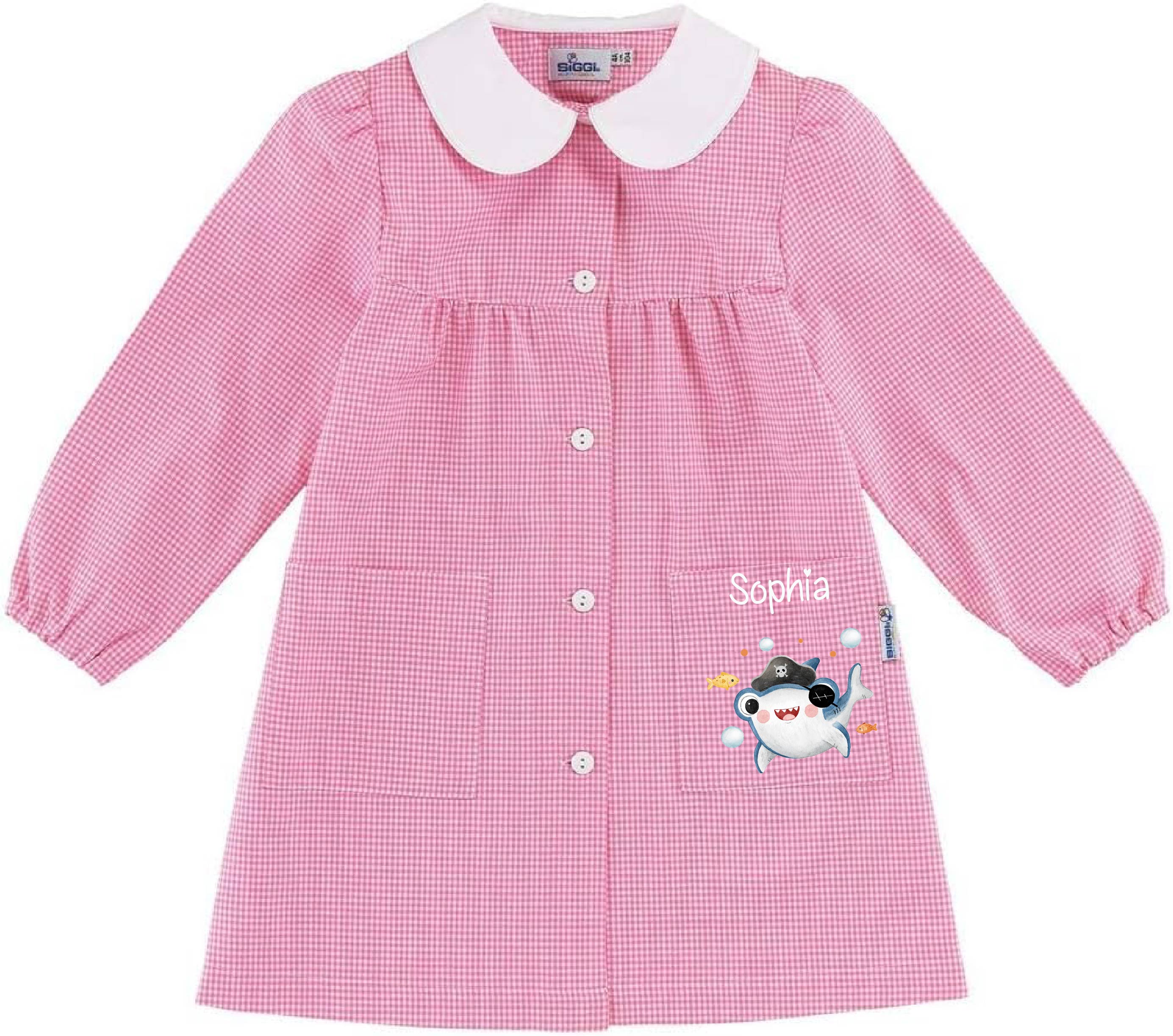 Grembiule Siggi Bimba Personalizzabile con nome e Baby Shark - Be Brave Boutique