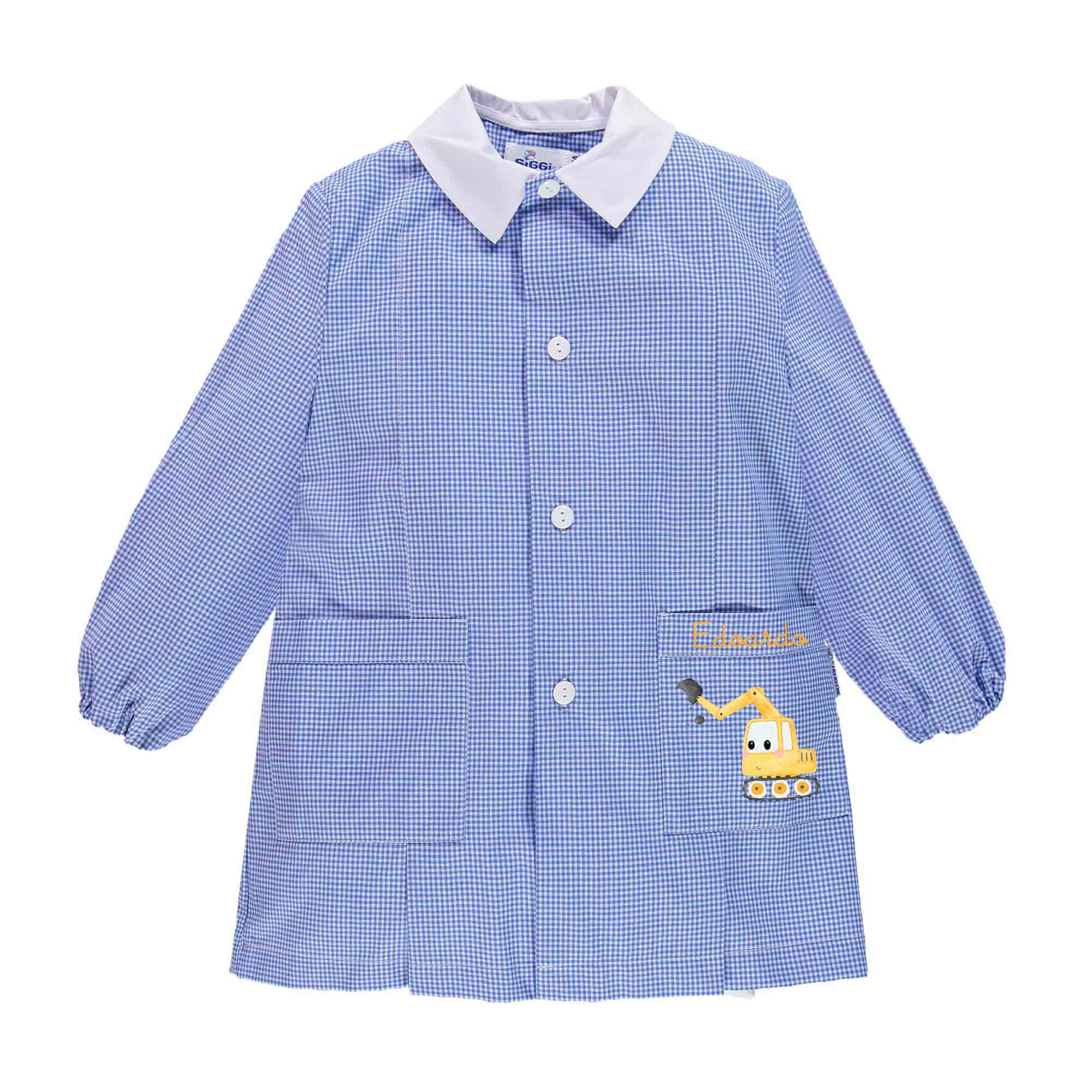 Grembiule Siggi Personalizzabile con nome e Escavatore Giallo - Be Brave Boutique