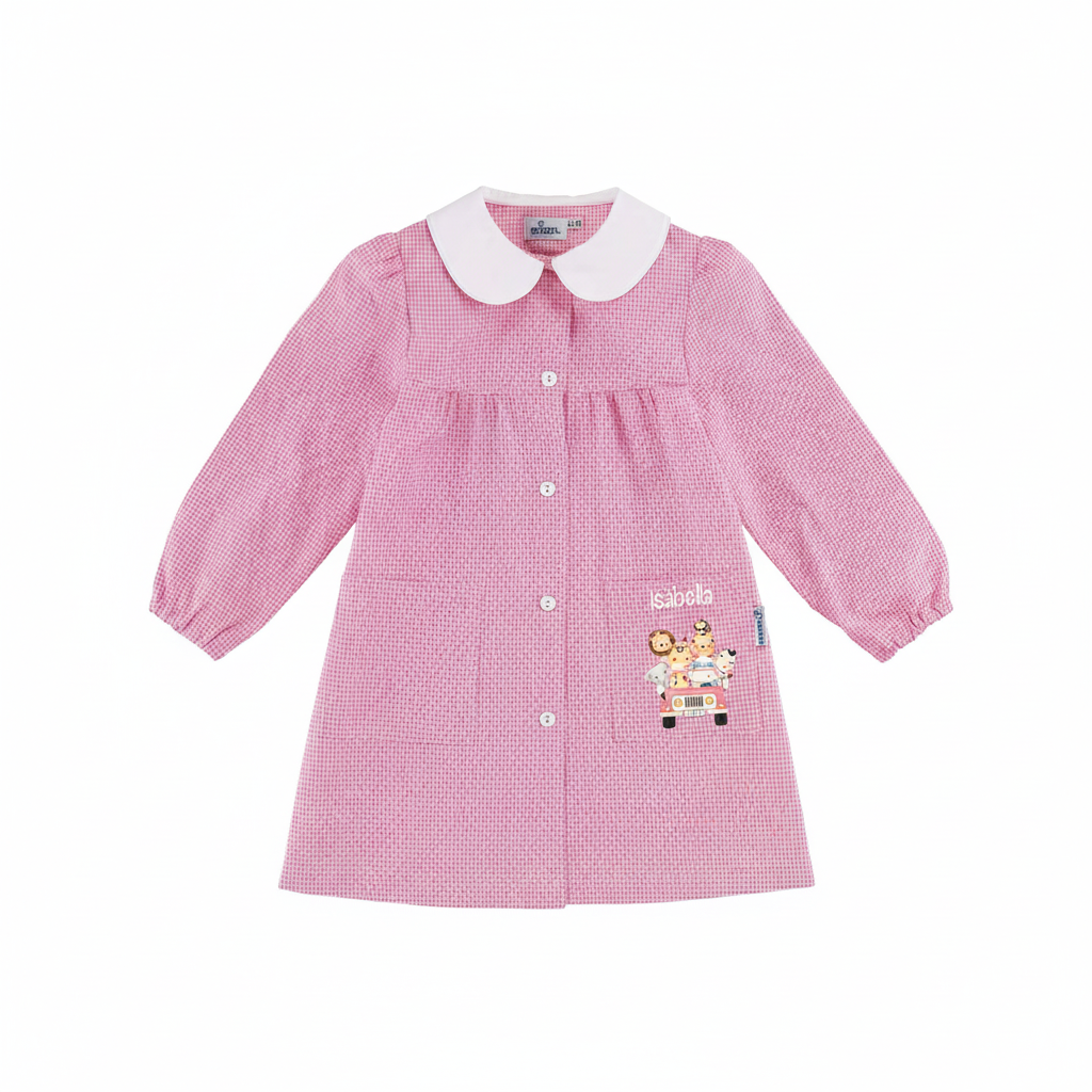 Grembiule Siggi Personalizzabile con nome e Safari Rosa - Be Brave Boutique