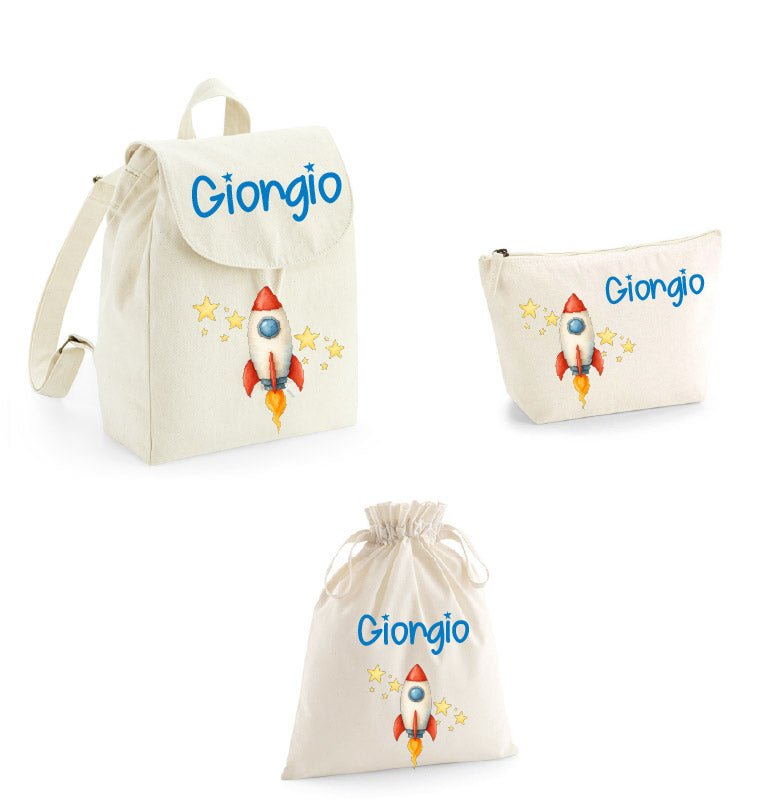 Set asilo Mini Zaino, Sacchetto cambi e beauty Razzo - Be Brave Boutique