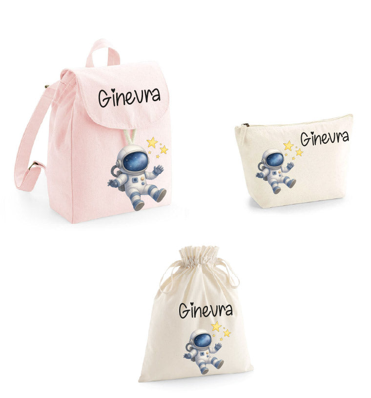 Set asilo Mini Zaino, Sacchetto cambi e beauty Astronauta - Be Brave Boutique