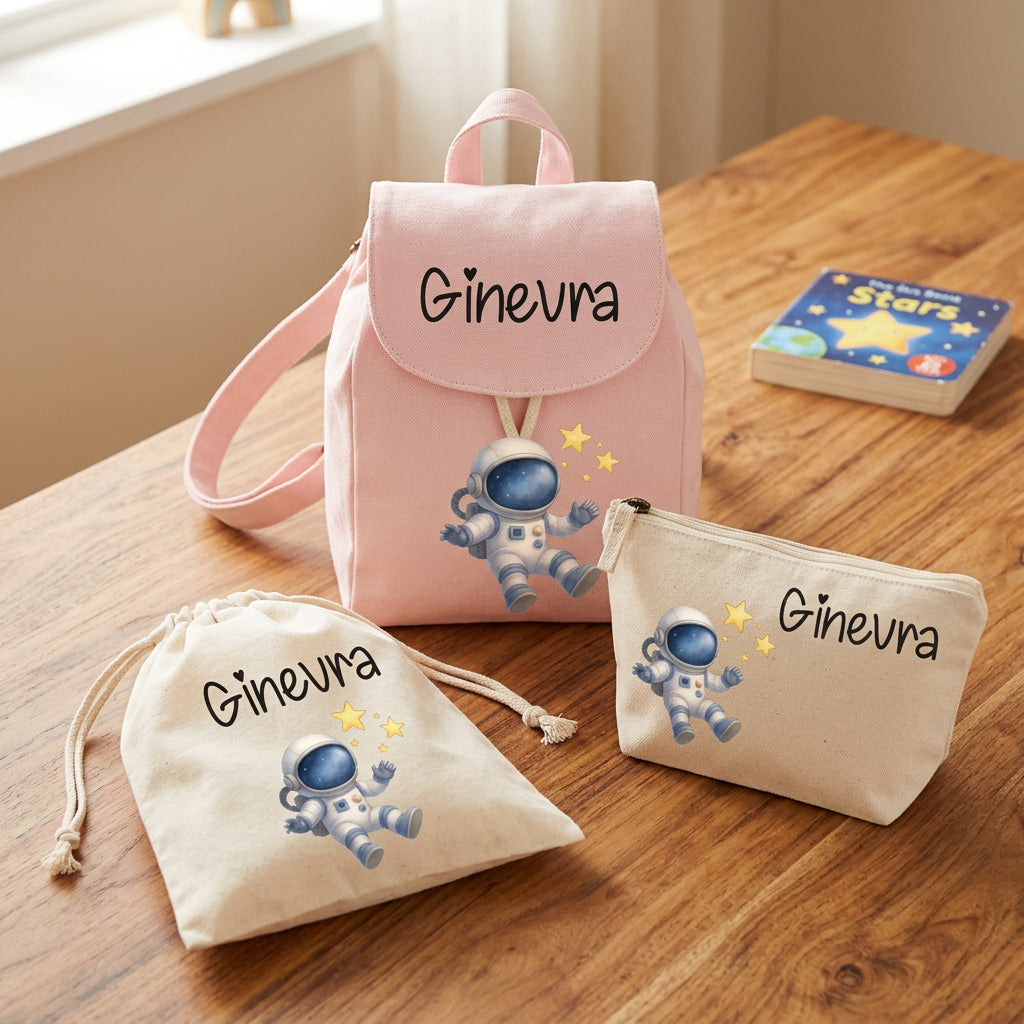 Set asilo Mini Zaino, Sacchetto cambi e beauty Astronauta - Be Brave Boutique