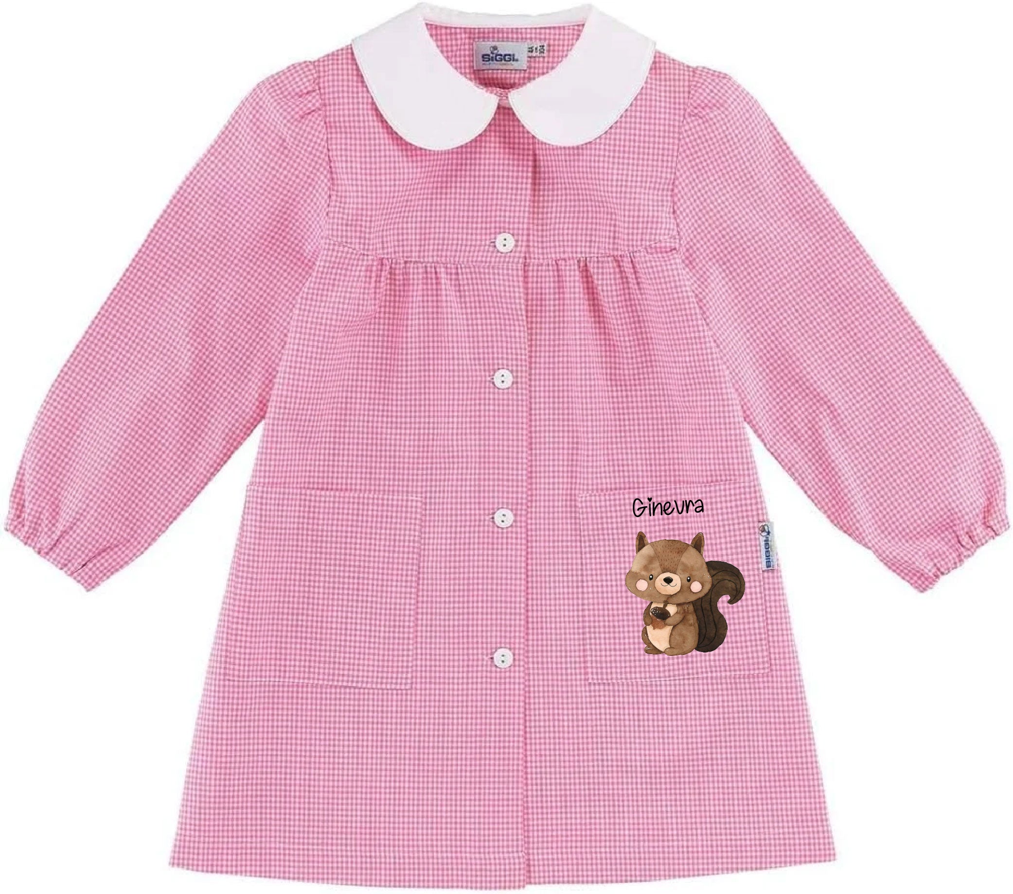 Personalized Girls' Preschool Apron – with Name Siggi Bear on Moon