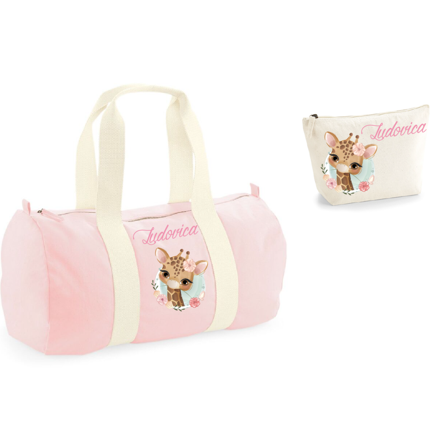 Borsone pochette in cotone personalizzabile Dolce Giraffa - Be Brave Boutique