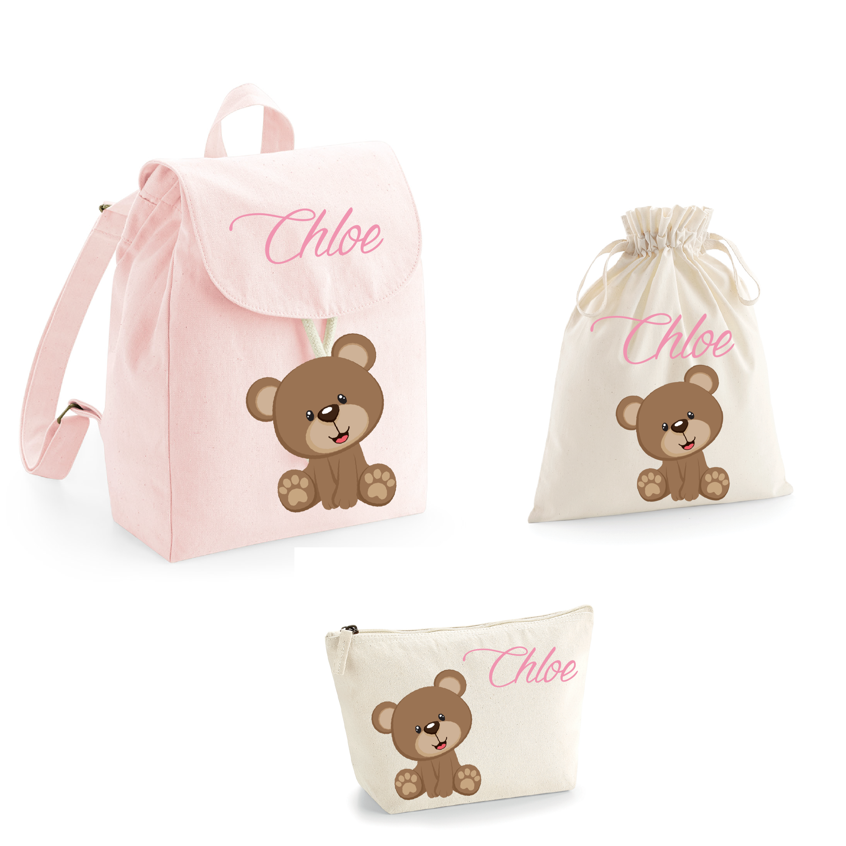 Set asilo Mini Zaino, Sacchetto cambi e beauty Orsetto - Be Brave Boutique