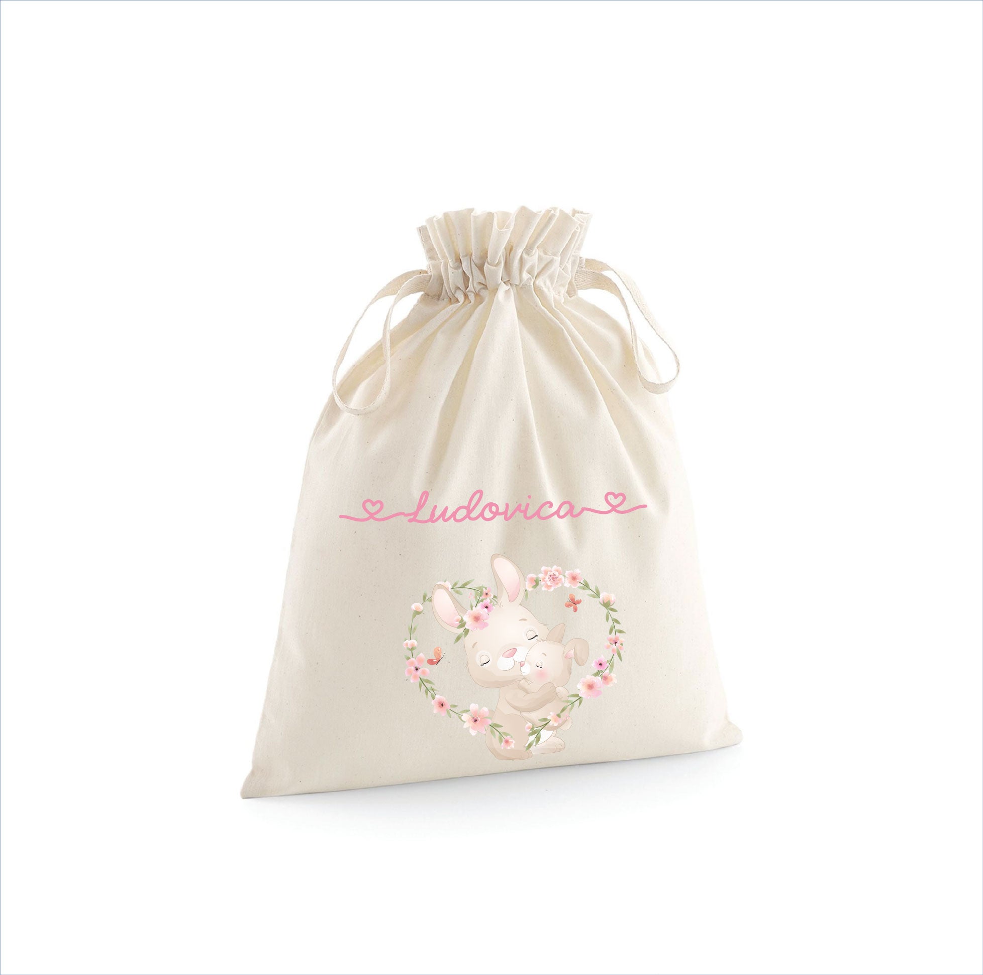 Sacchetto Nascita Neonato Personalizzato – Ideale per Cambio, Ospedale e Asilo Dolce Coniglietto