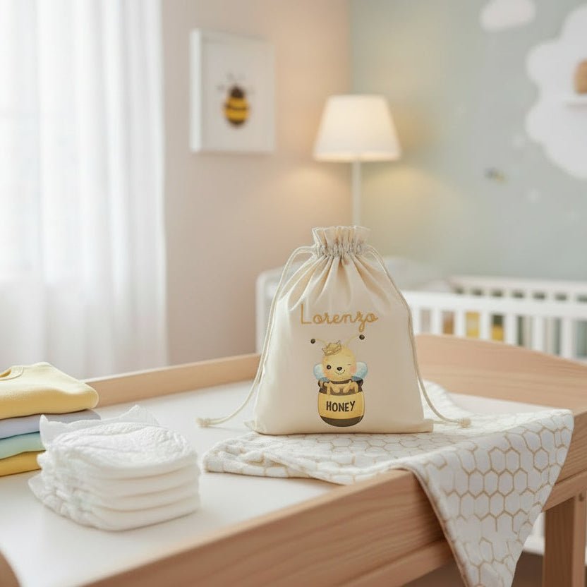 Sacchetti primi cambi personalizzabili Ape Honey - Be Brave Boutique