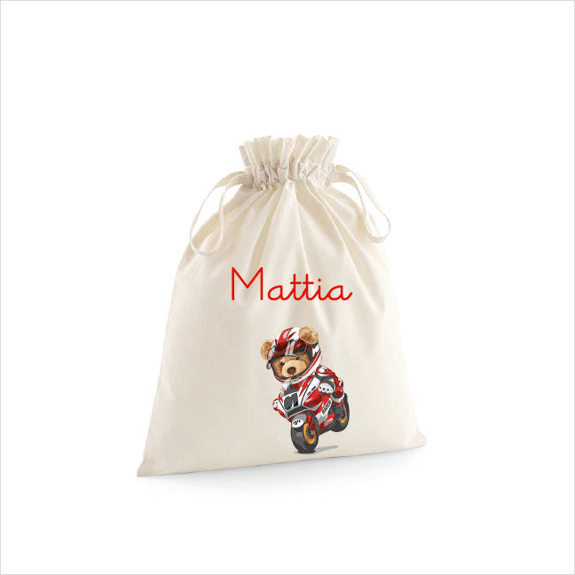 Sacchetti primi cambi/Organizer personalizzabili Orsetto in Moto - Be Brave Boutique