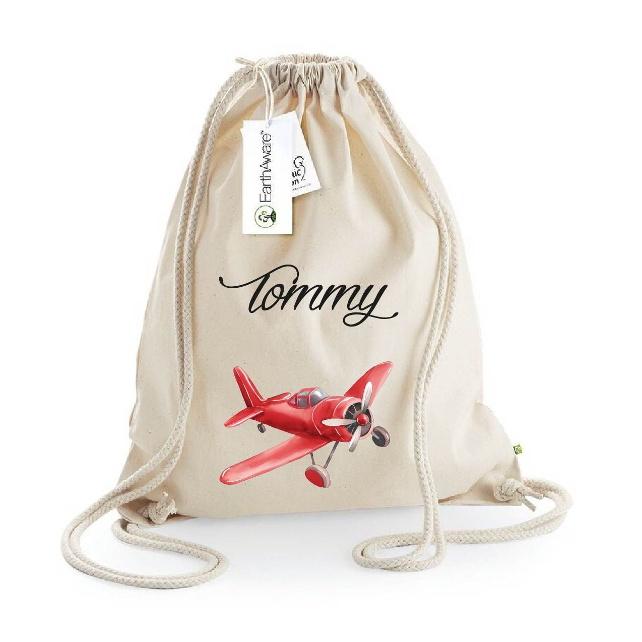 Zaino a sacca in cotone pesante Aereo Rosso - Be Brave Boutique