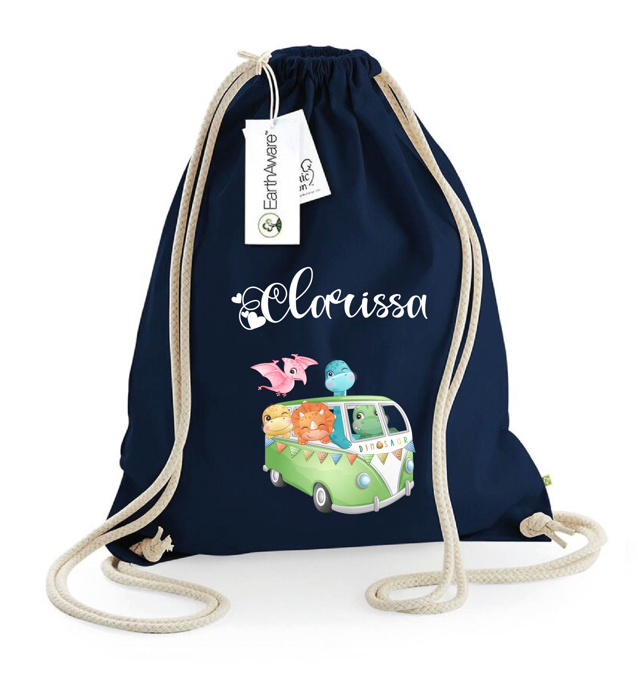 Zaino a sacca in cotone pesante Cute Dino - Be Brave Boutique