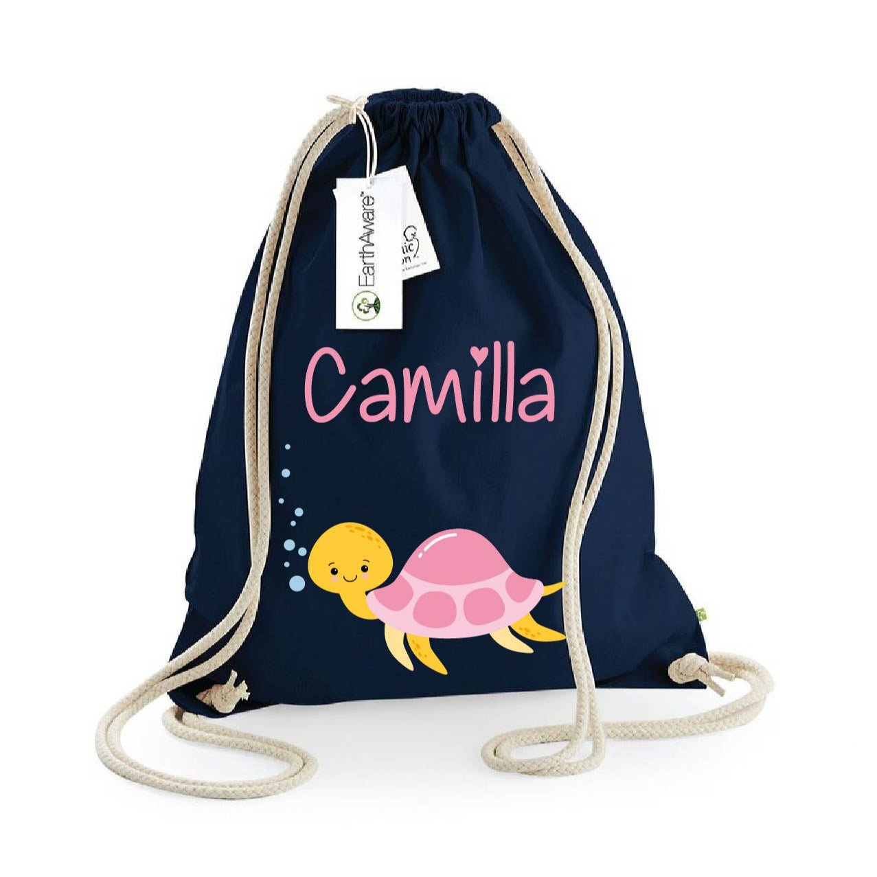 Zaino a sacca in cotone pesante Tartaruga Marina - Be Brave Boutique