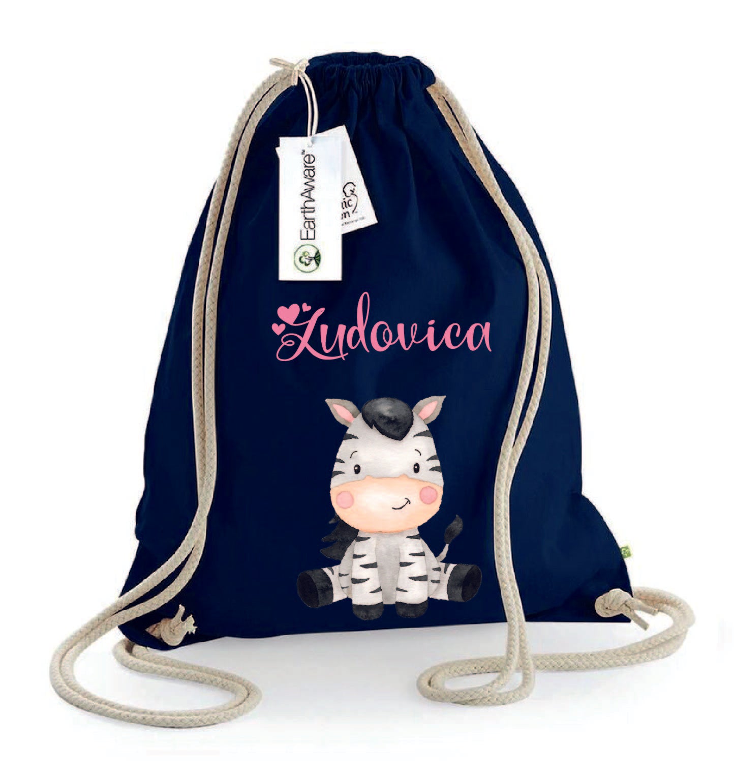 Zaino a sacca in cotone pesante Zebra - Be Brave Boutique