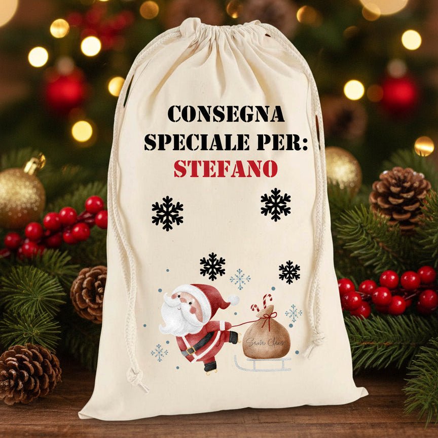Sacca XXL Porta Regali di Natale Personalizzata Babbo Natale New 2024 - Be Brave Boutique