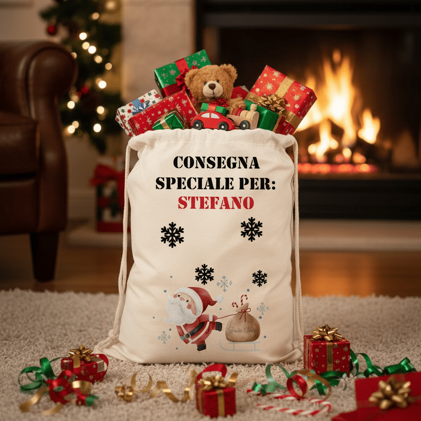 Sacca XXL Porta Regali di Natale Personalizzata Babbo Natale