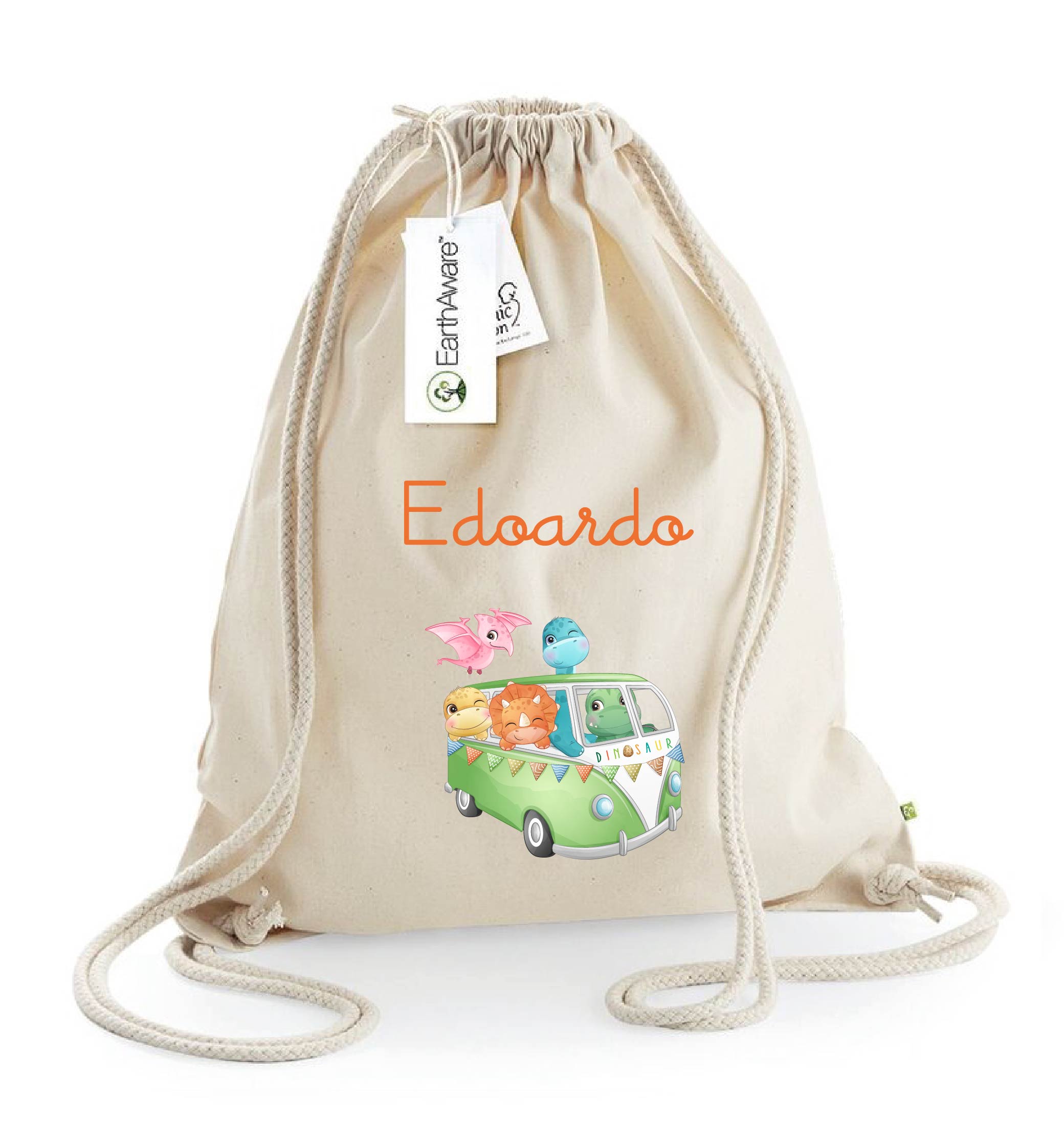 Zaino a sacca in cotone pesante Cute Dino - Be Brave Boutique