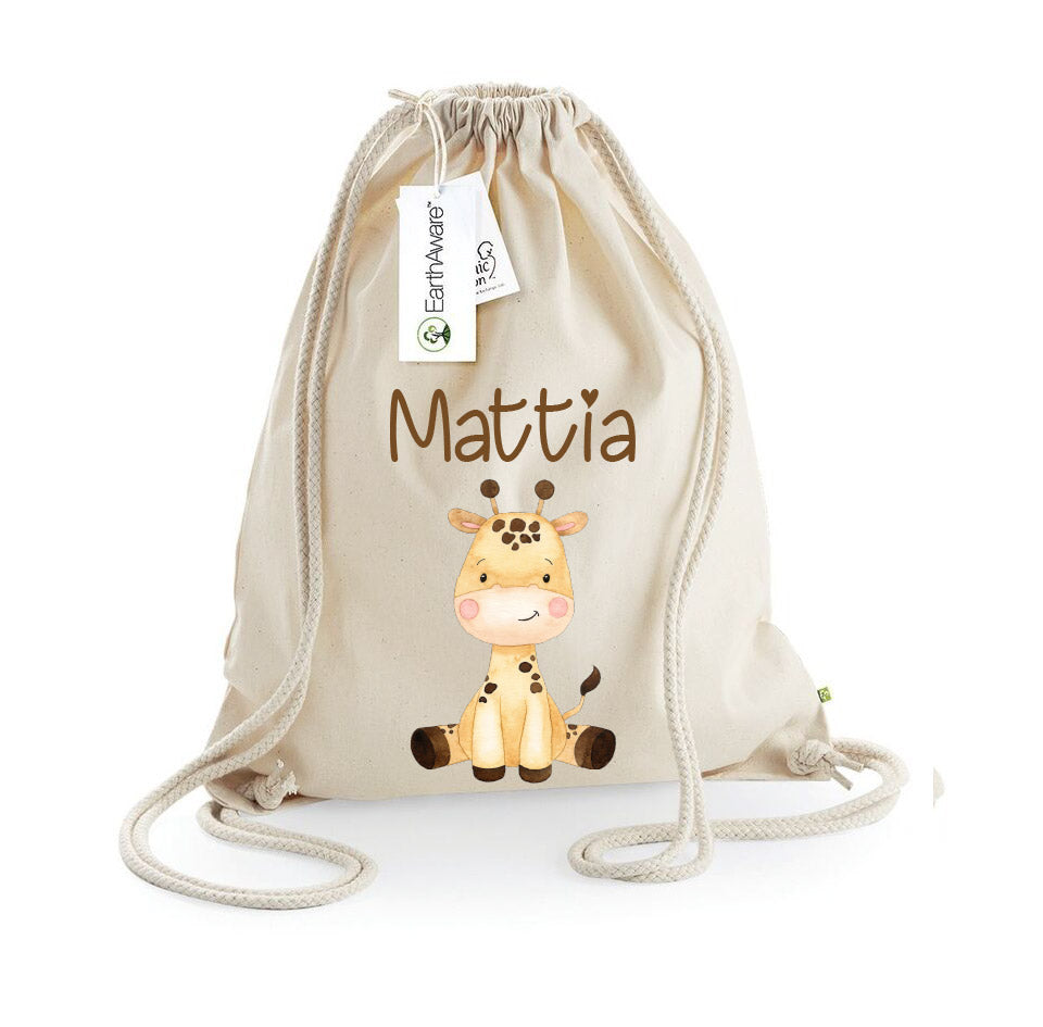 Zaino a sacca in cotone pesante Cucciolo di Giraffa - Be Brave Boutique