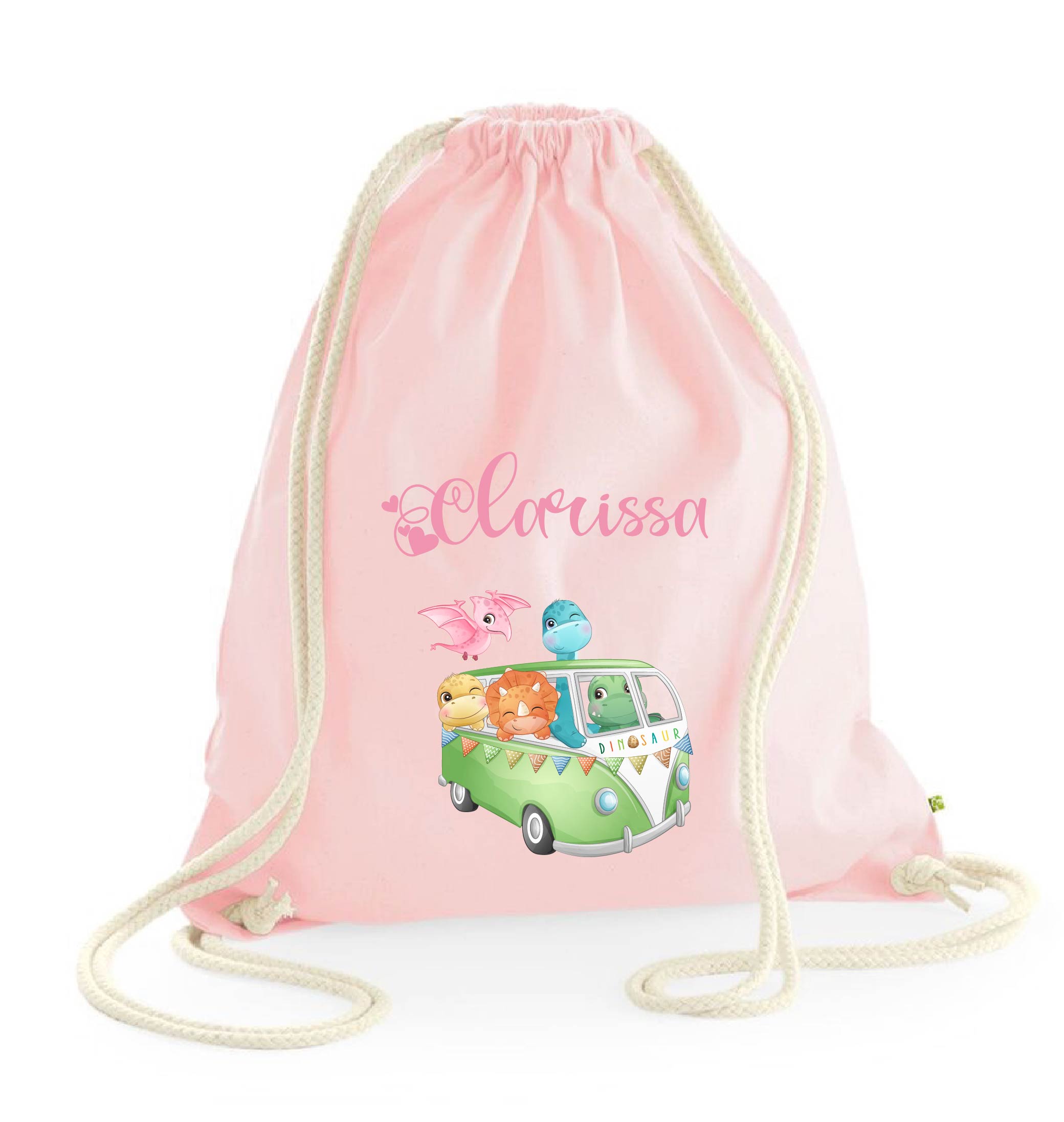 Zaino a sacca in cotone pesante Cute Dino - Be Brave Boutique