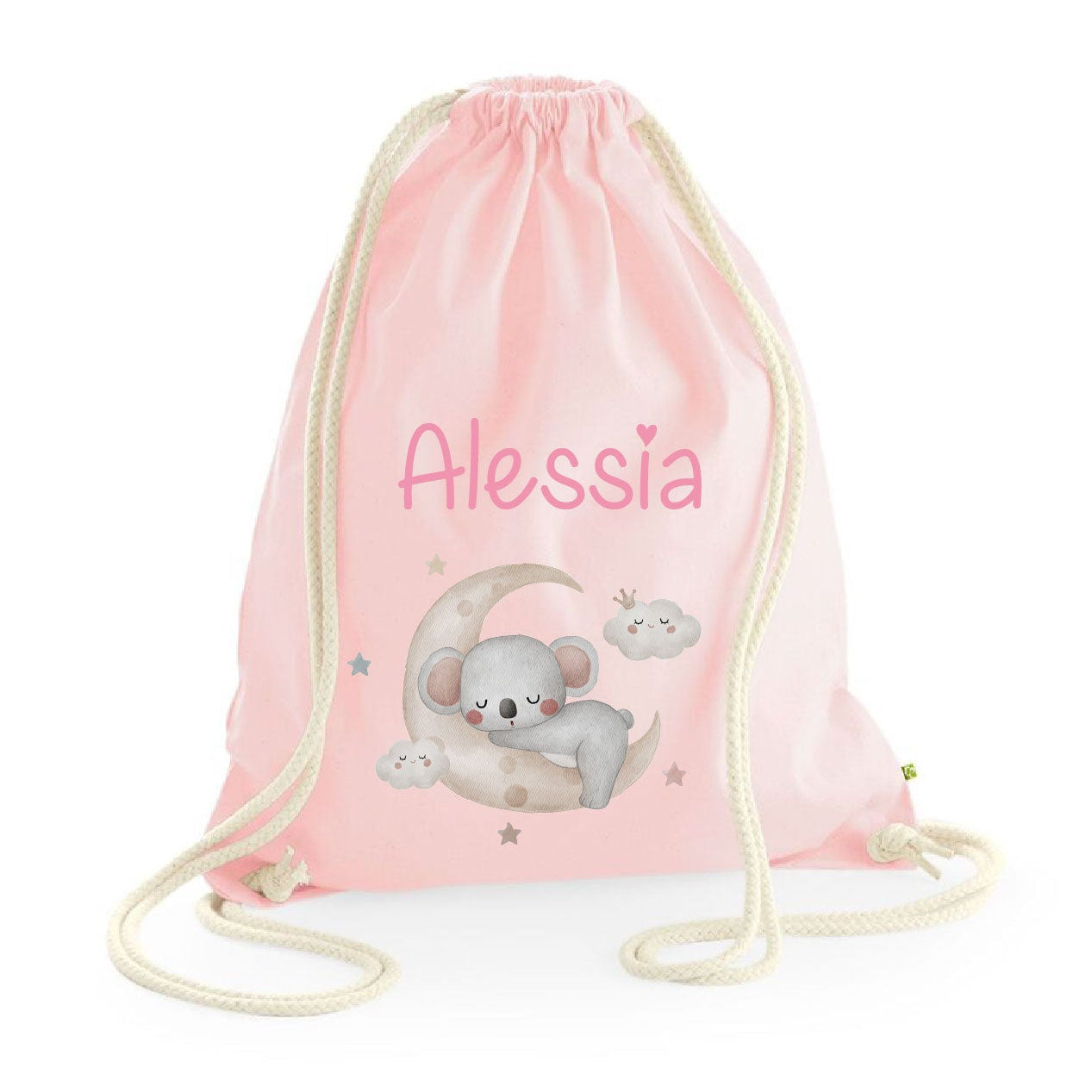 Zaino Sacca Asilo Personalizzato – Bambino con Koala su Luna