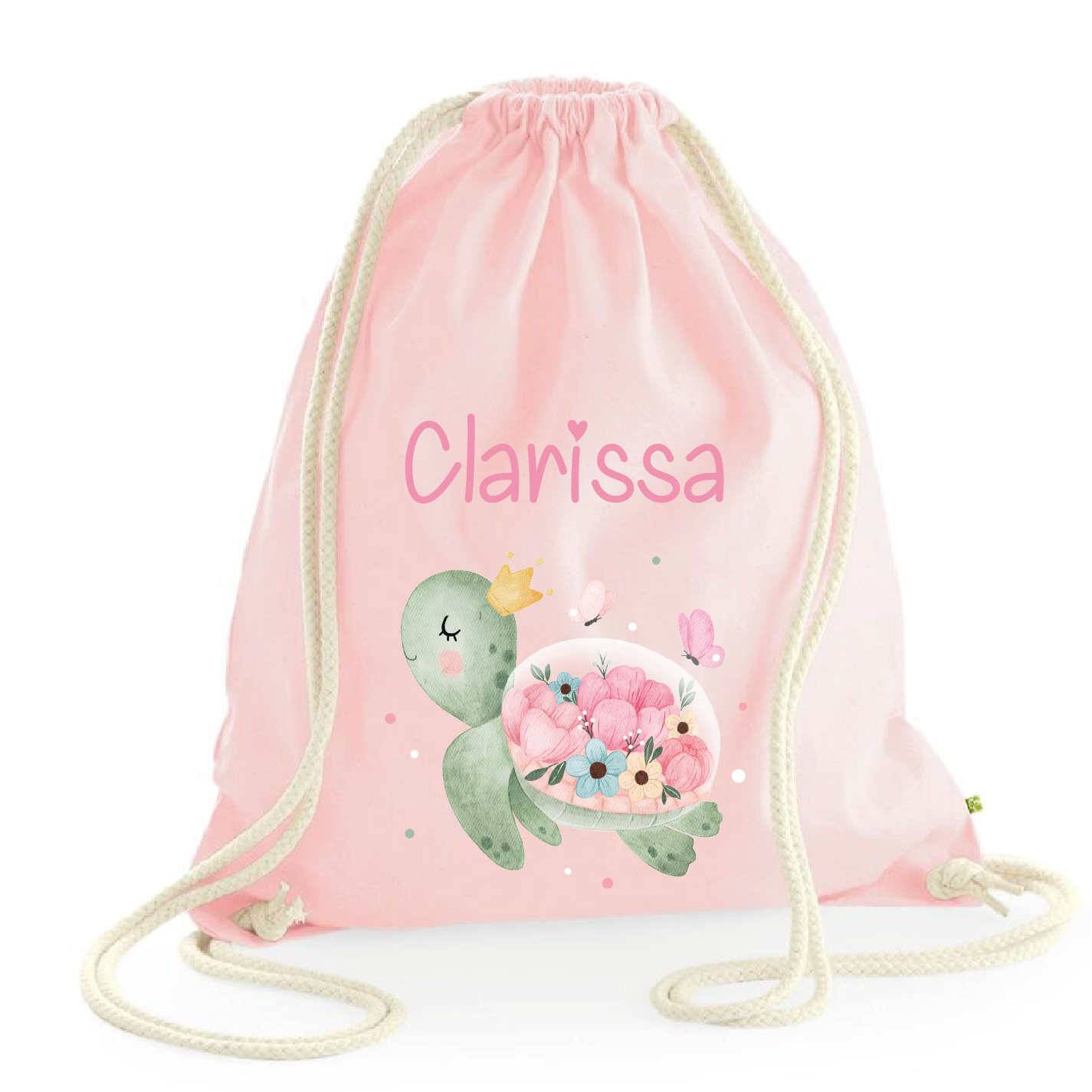 Zaino a sacca in cotone pesante Tartaruga Fiori - Be Brave Boutique