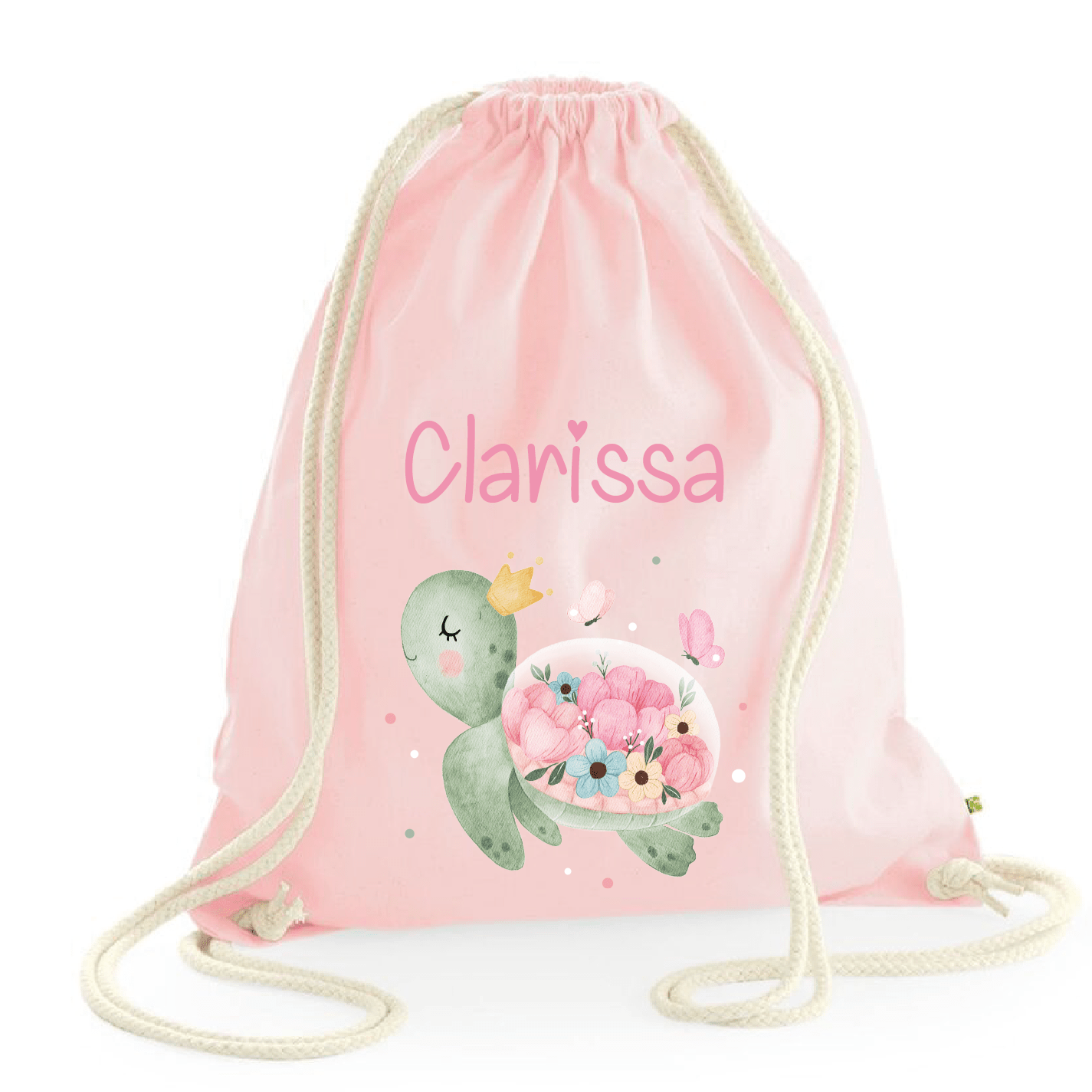 Zaino a sacca in cotone pesante Tartaruga Fiori - Be Brave Boutique