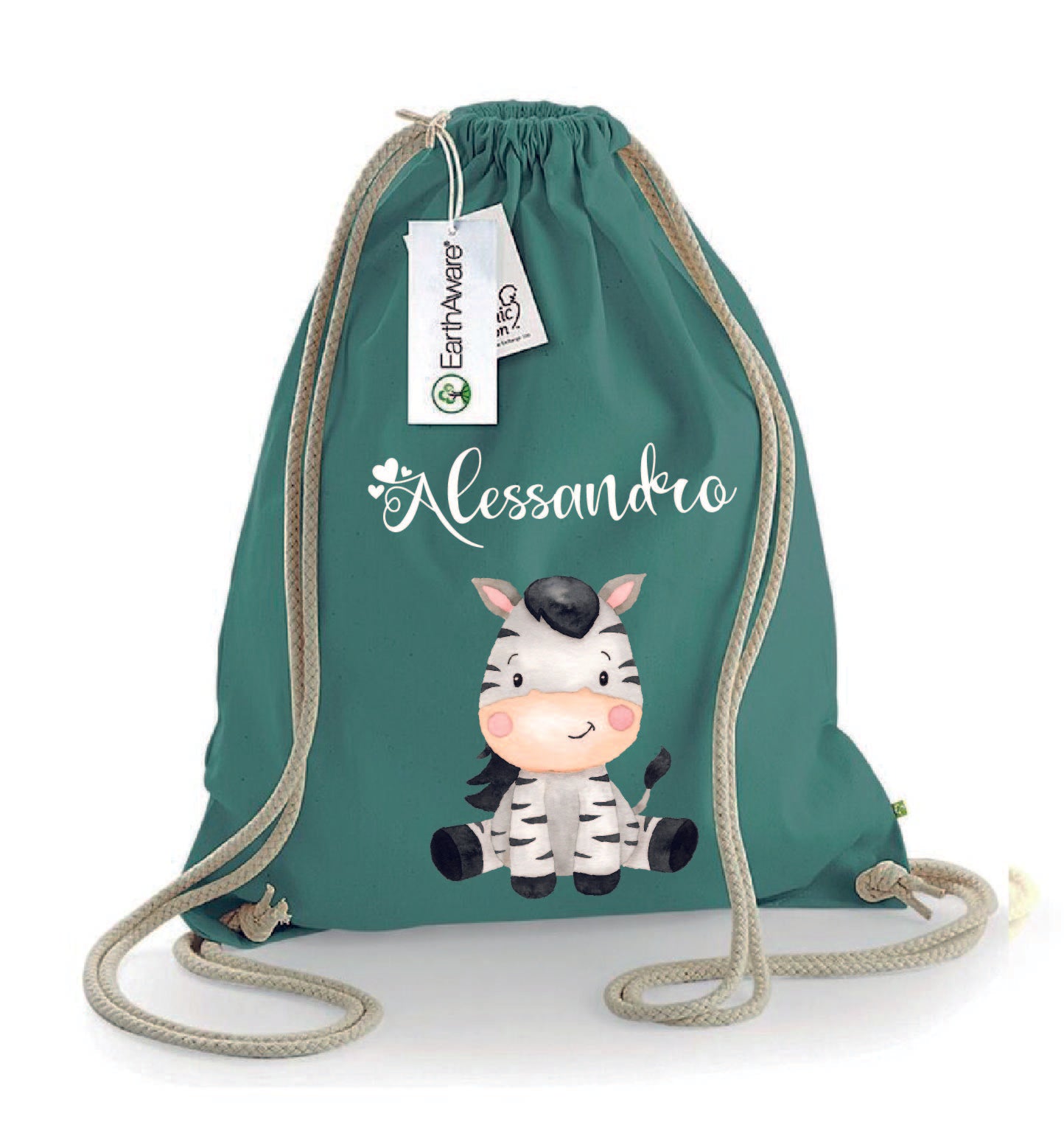 Zaino a sacca in cotone pesante Zebra - Be Brave Boutique