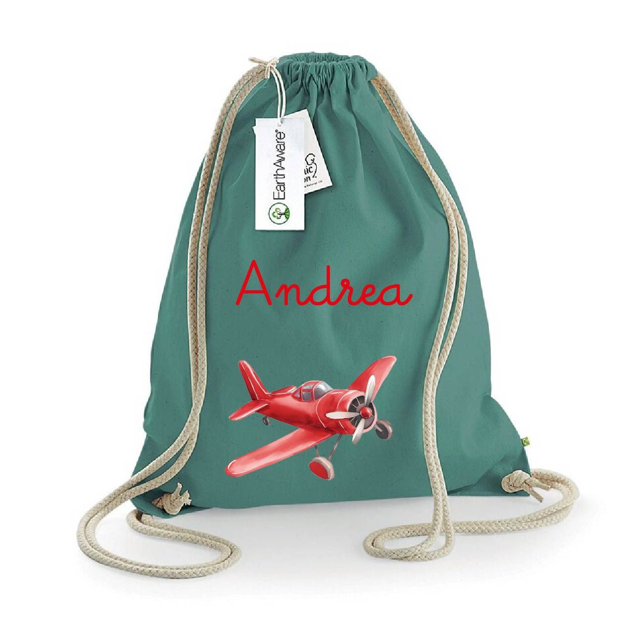 Zaino a sacca in cotone pesante Aereo Rosso - Be Brave Boutique