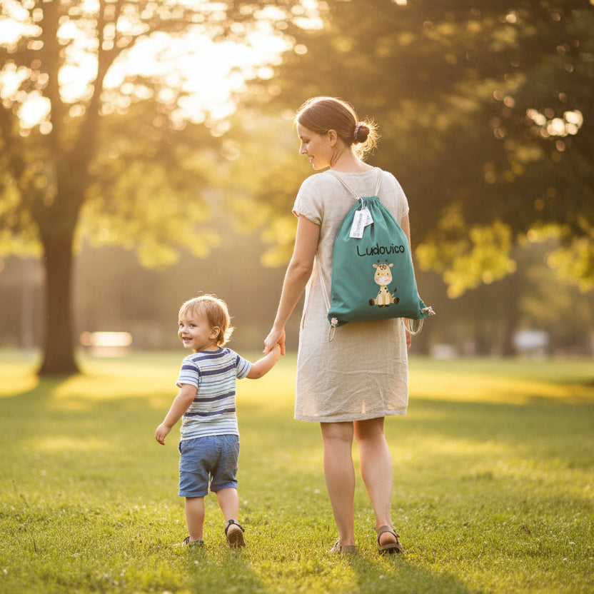 Zaino a sacca in cotone pesante Cucciolo di Giraffa - Be Brave Boutique