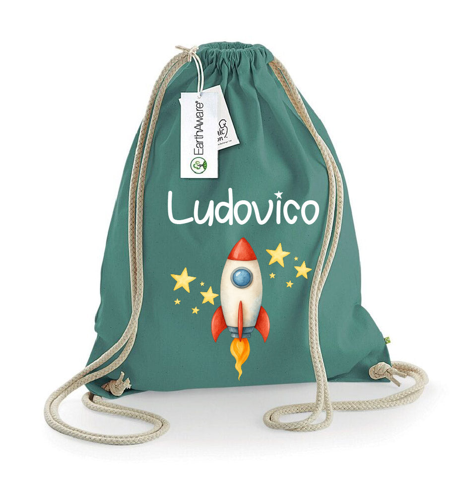 Zaino a sacca in cotone pesante Razzo - Be Brave Boutique