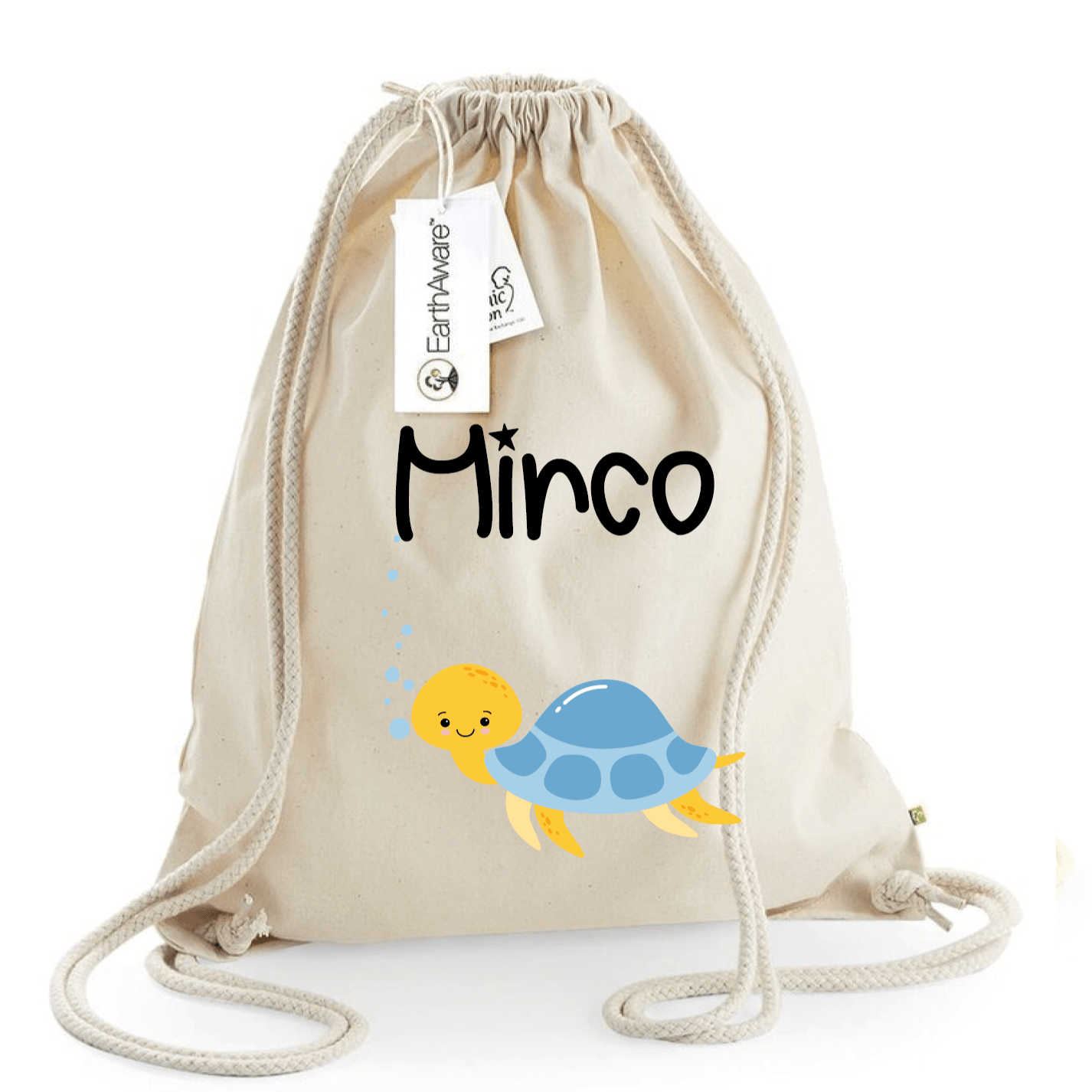 Zaino a sacca in cotone pesante tartaruga - Be Brave Boutique