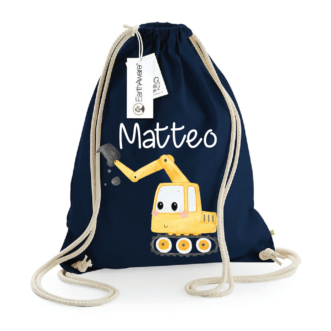 Zaino a sacca in cotone pesante Escavatore - Be Brave Boutique