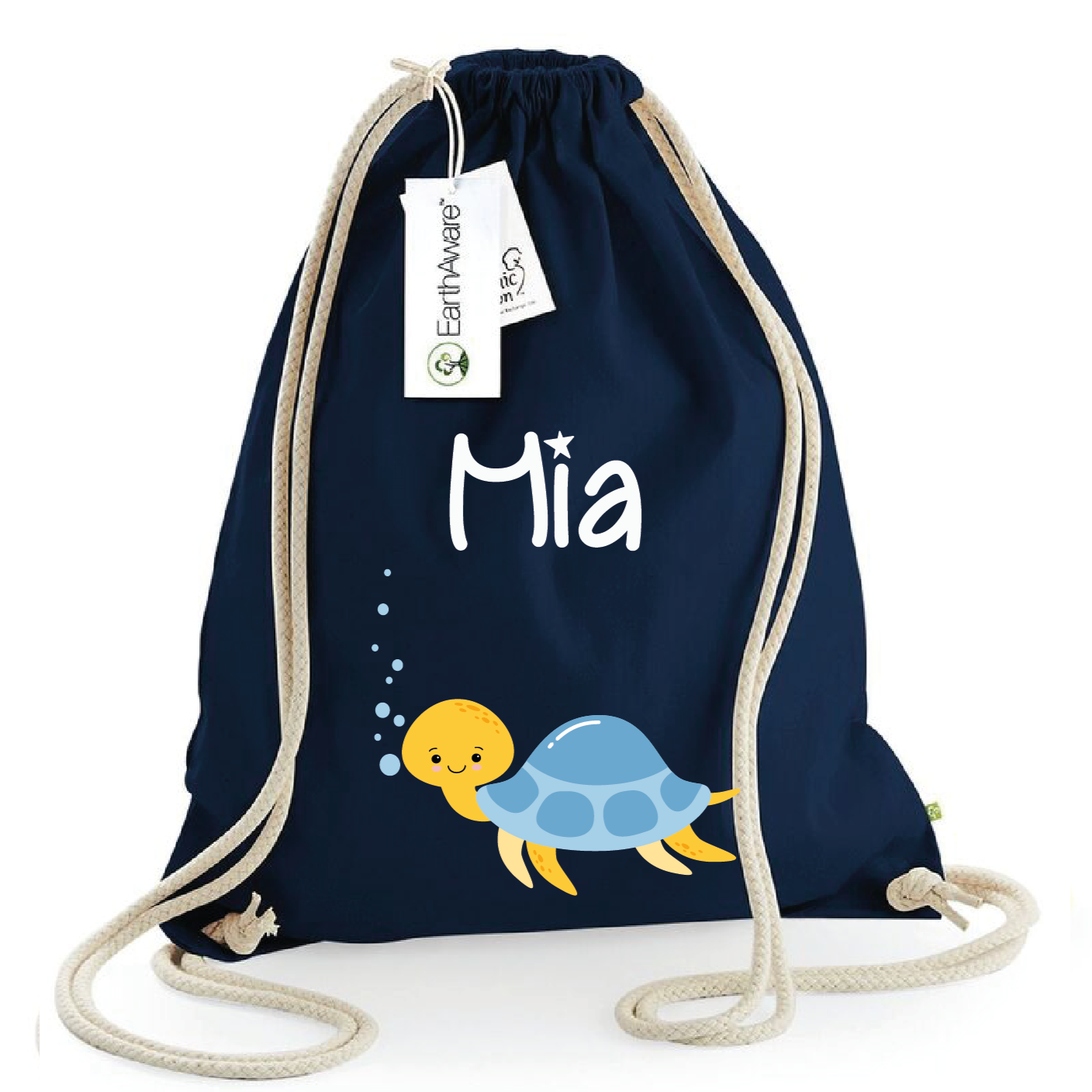 Zaino a sacca in cotone pesante tartaruga - Be Brave Boutique