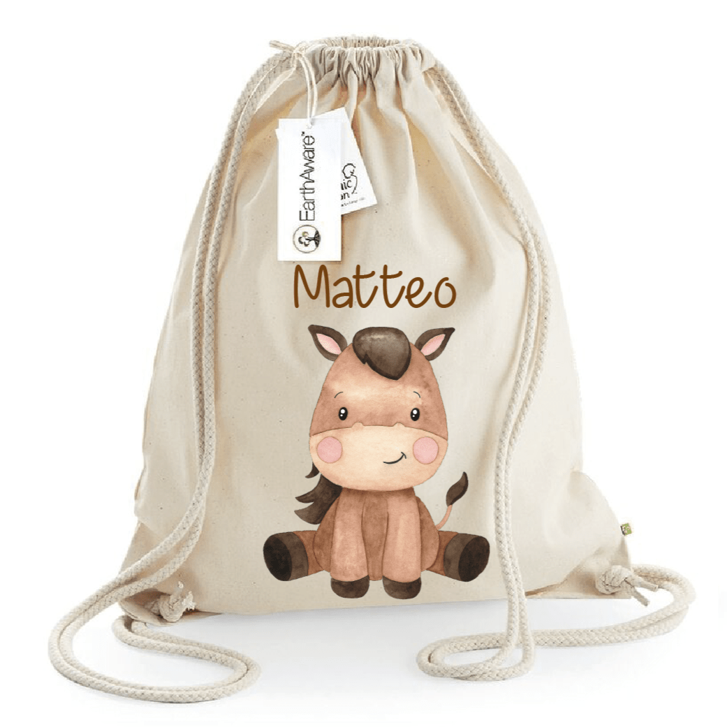 Zaino a sacca in cotone pesante Baby Horse - Be Brave Boutique