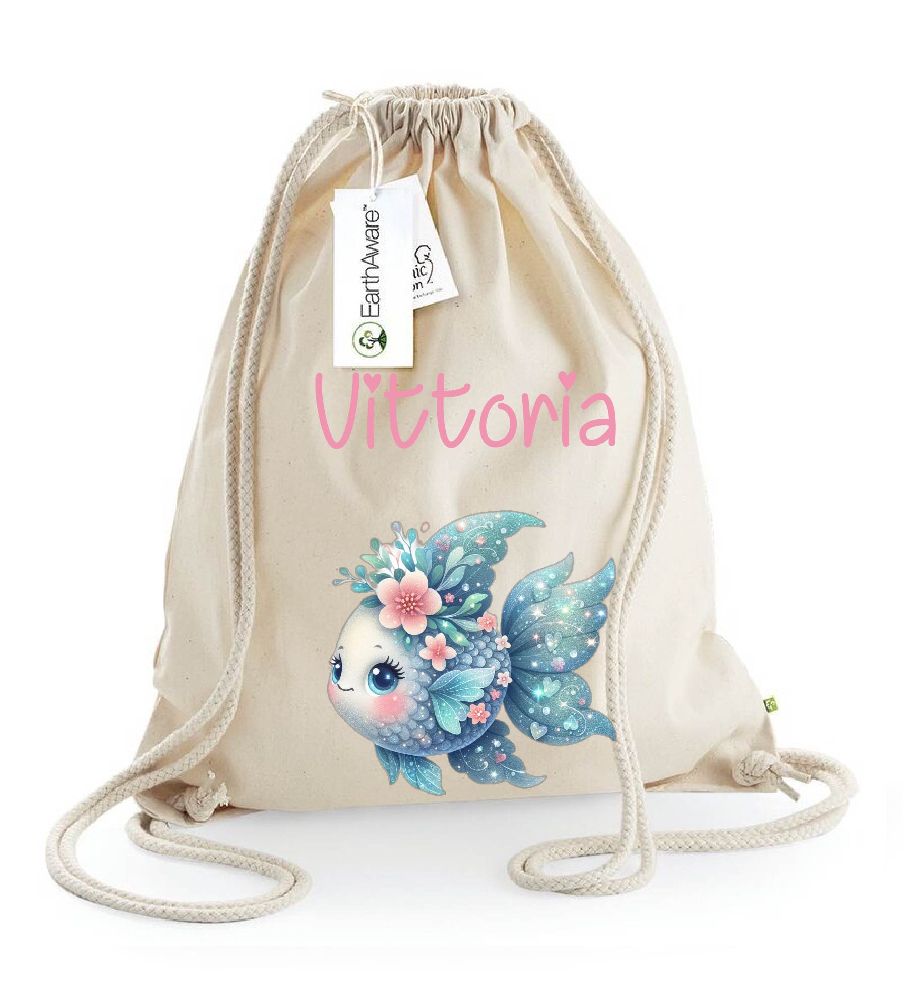 Zaino a sacca in cotone pesante Pesciolina Azzurra - Be Brave Boutique