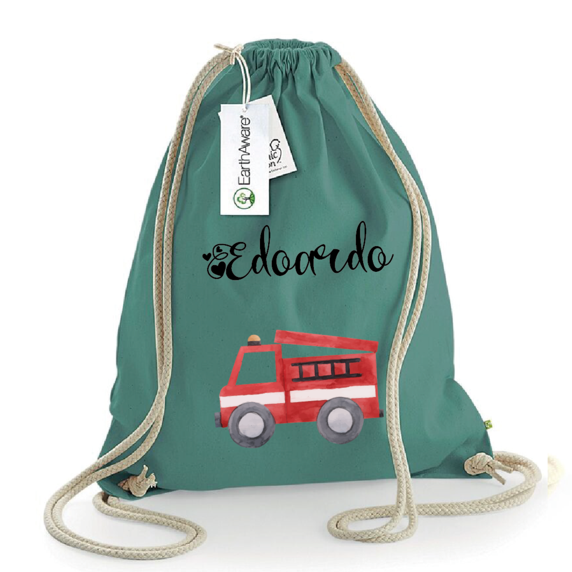 Zaino a sacca in cotone pesante Pompieri - Be Brave Boutique