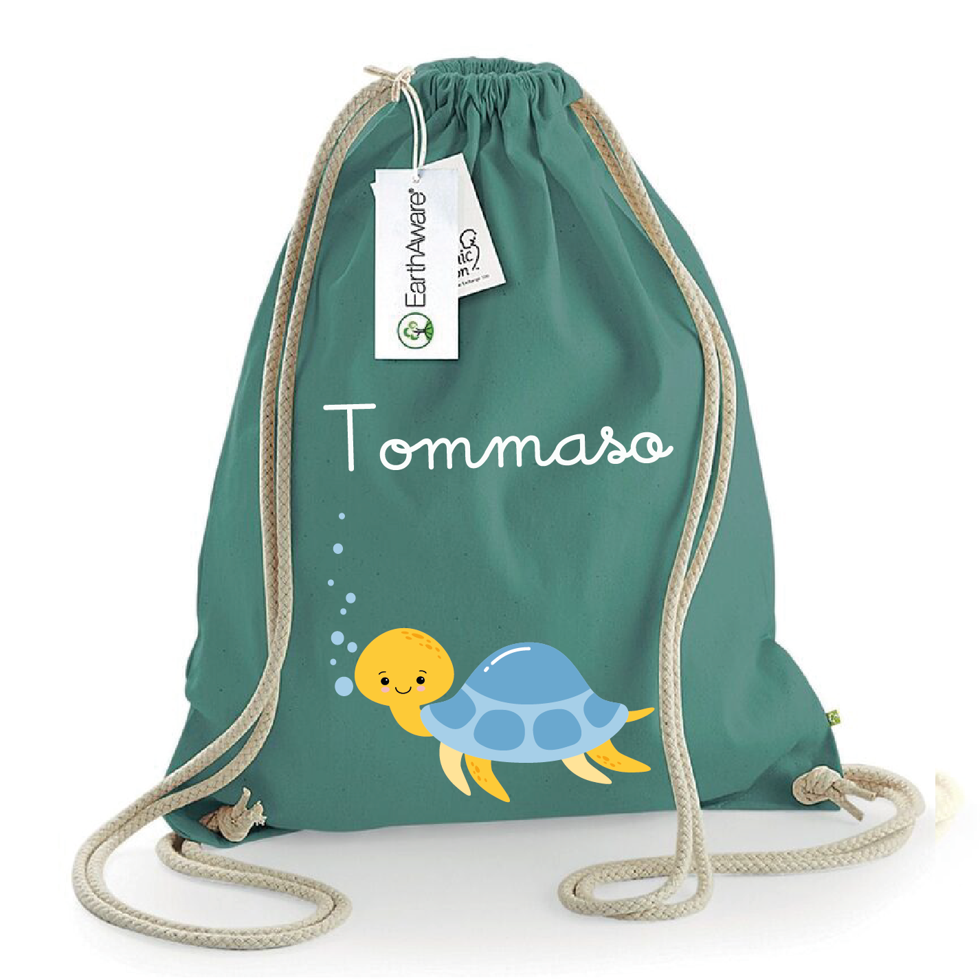 Zaino a sacca in cotone pesante tartaruga - Be Brave Boutique