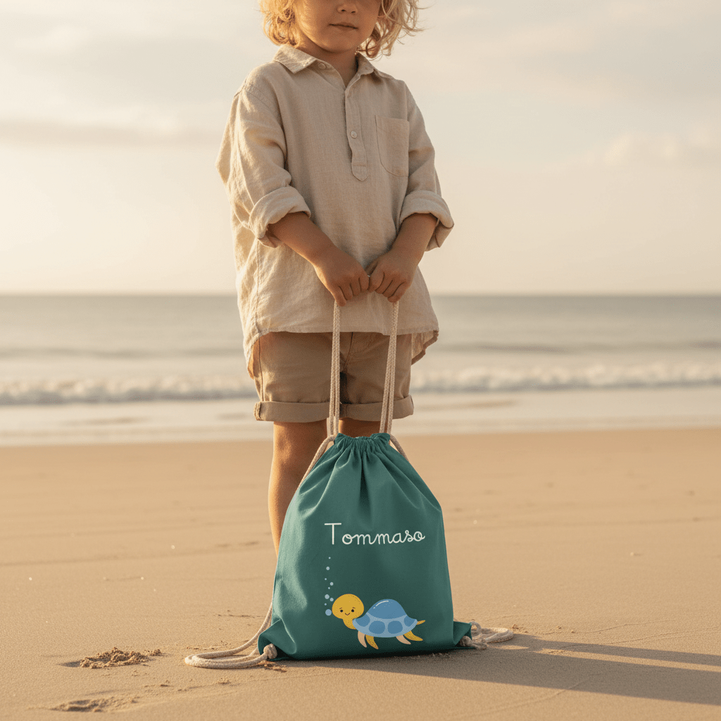 Zaino a sacca in cotone pesante tartaruga - Be Brave Boutique