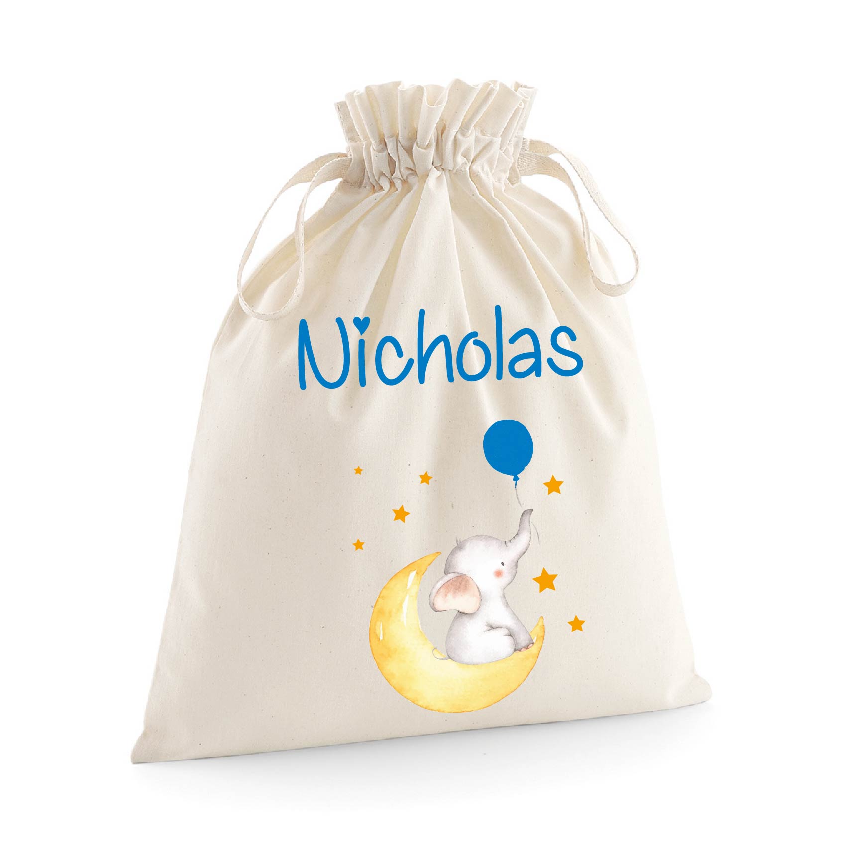 Sacchetti primi cambi personalizzabili Elefantinno su Luna - Be Brave Boutique
