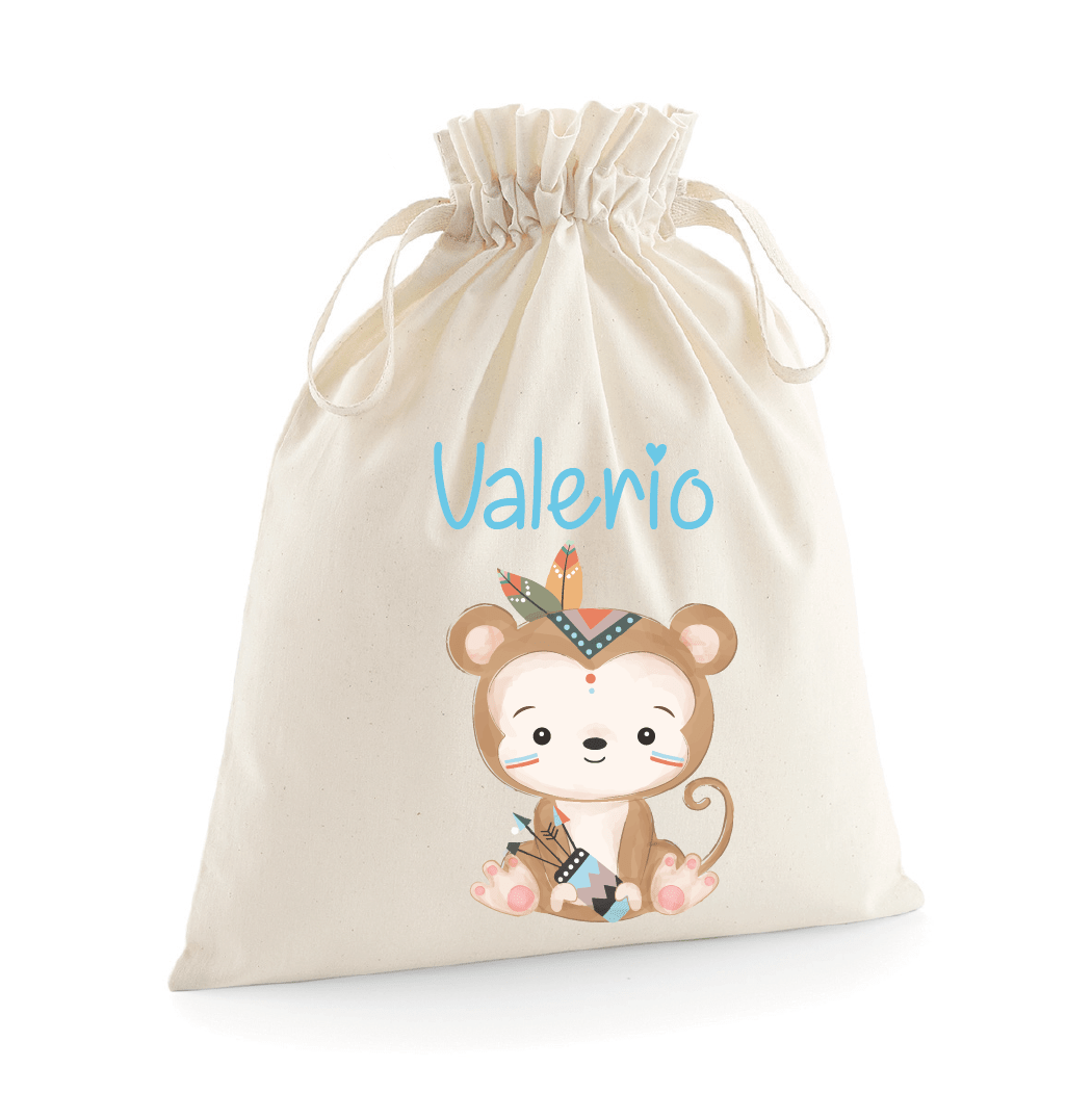 Sacchetti primi cambi personalizzabili Scimmietta Indiana - Be Brave Boutique