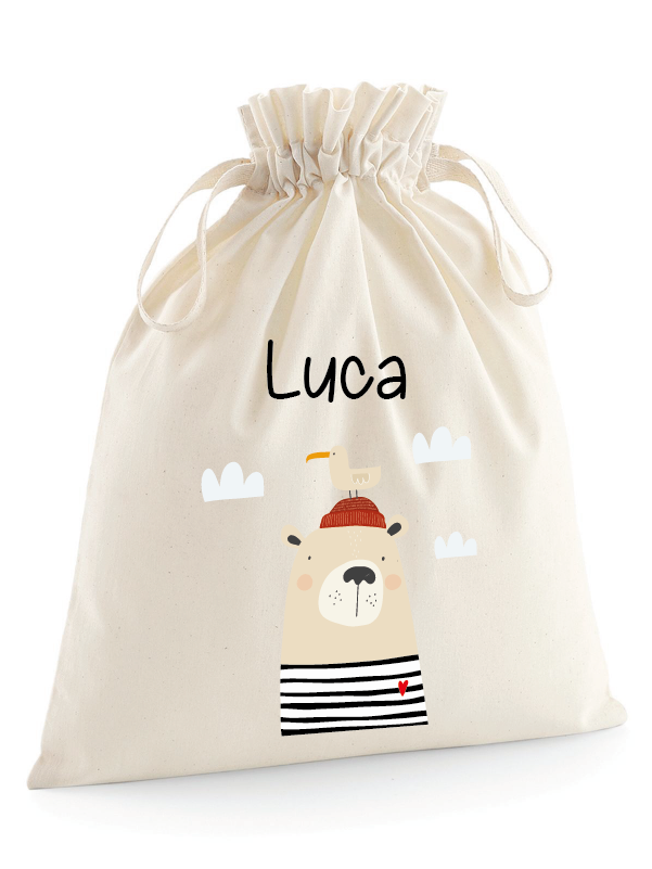 Sacchetti primi cambi personalizzabili Orsetto marinaio - Be Brave Boutique
