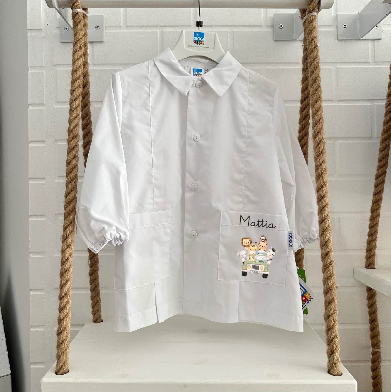 Grembiule Siggi Bimbo Personalizzabile con nome e Safari - Be Brave Boutique