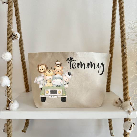 Porta pannolini/cremine da fasciatoio personalizzabile Safari Verde - Be Brave Boutique