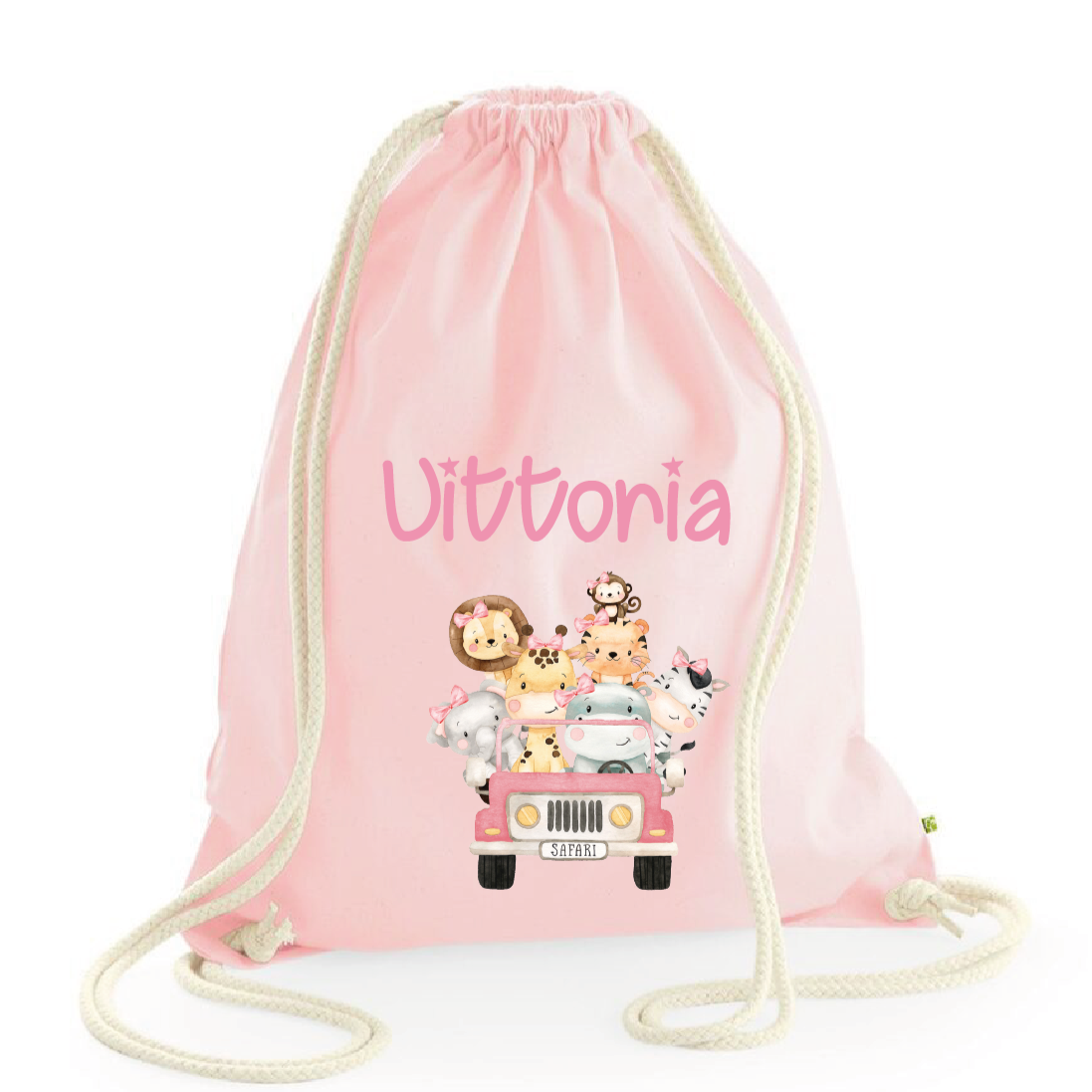 Zaino a sacca in cotone pesante Safari Rosa - Be Brave Boutique