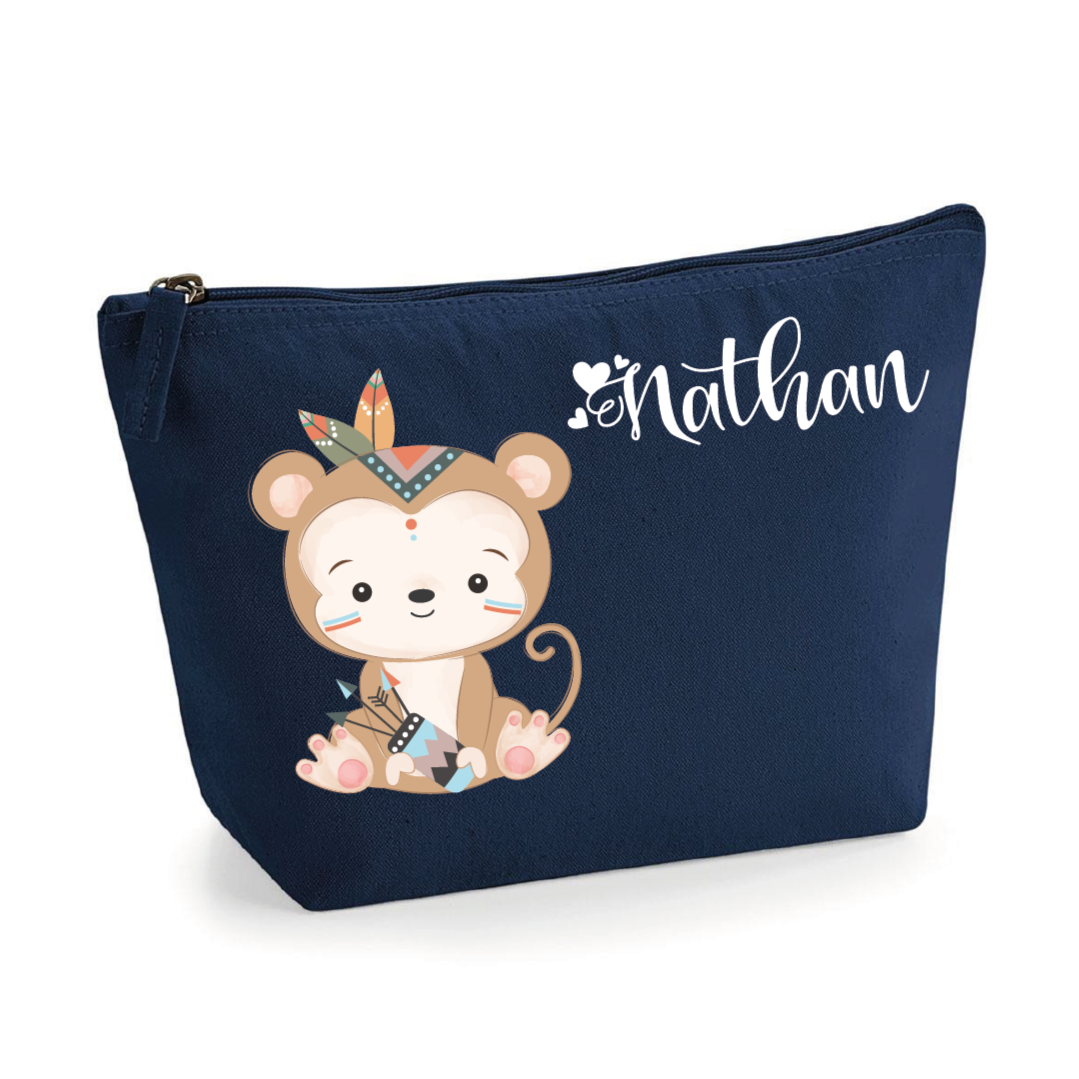 Pochette in cotone organico personalizzabile Scimmietta indiana - Be Brave Boutique