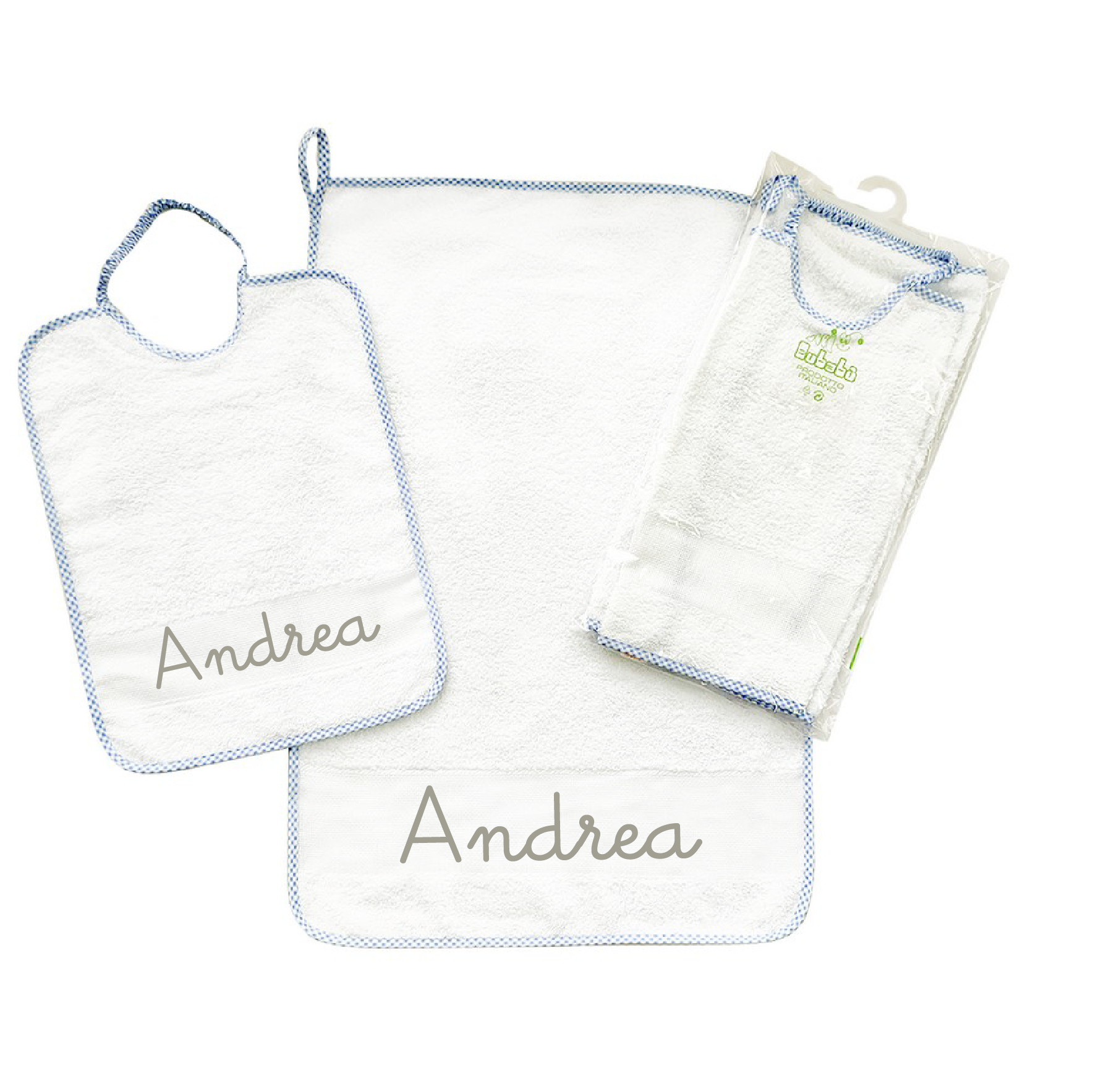 Set asilo Bordo Azzurro con asola personalizzato - Be Brave Boutique